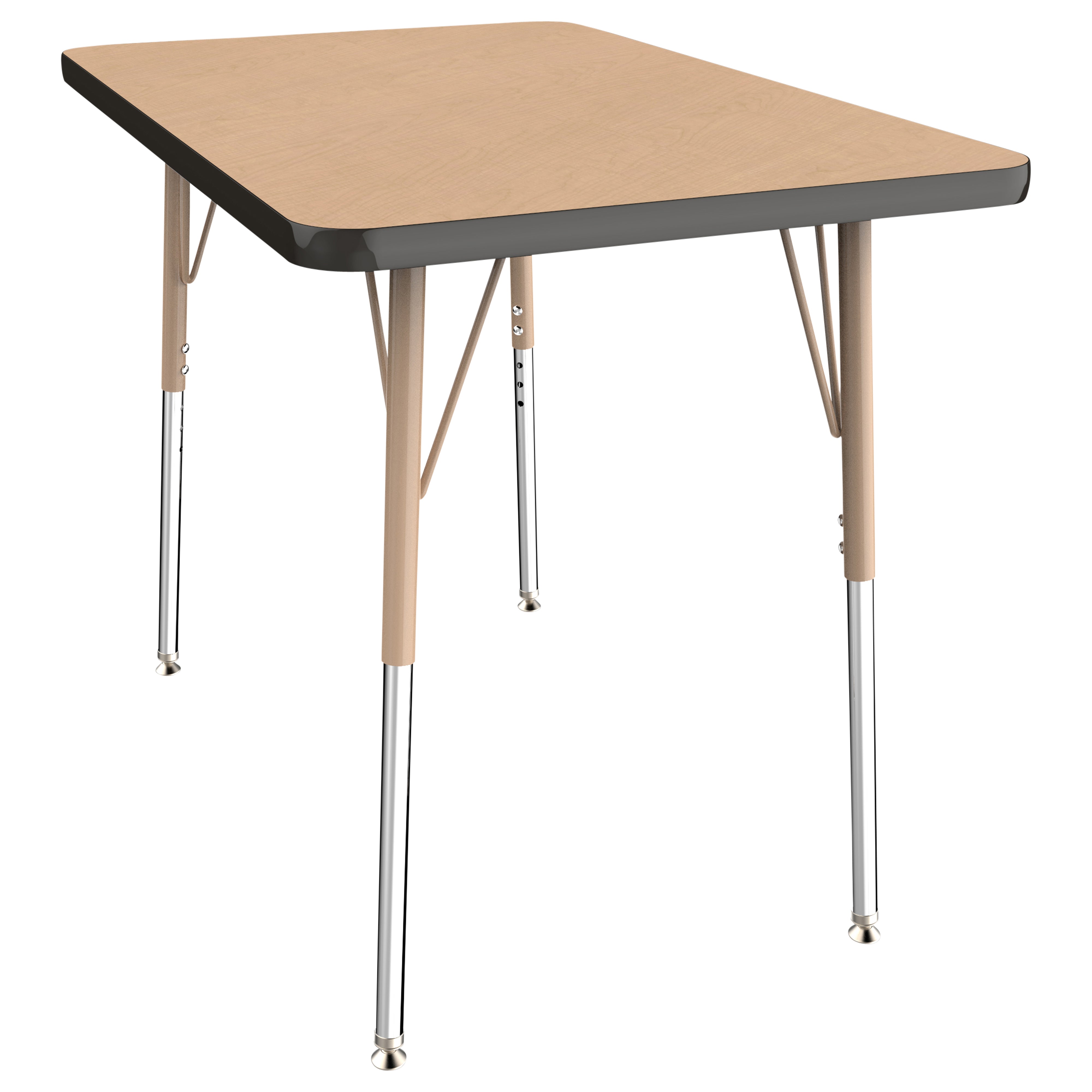 24" x 36" Rectangle T-Molding Activity Table with Adjustable Standard Swivel Glide Legs - Maple/Black/Sand