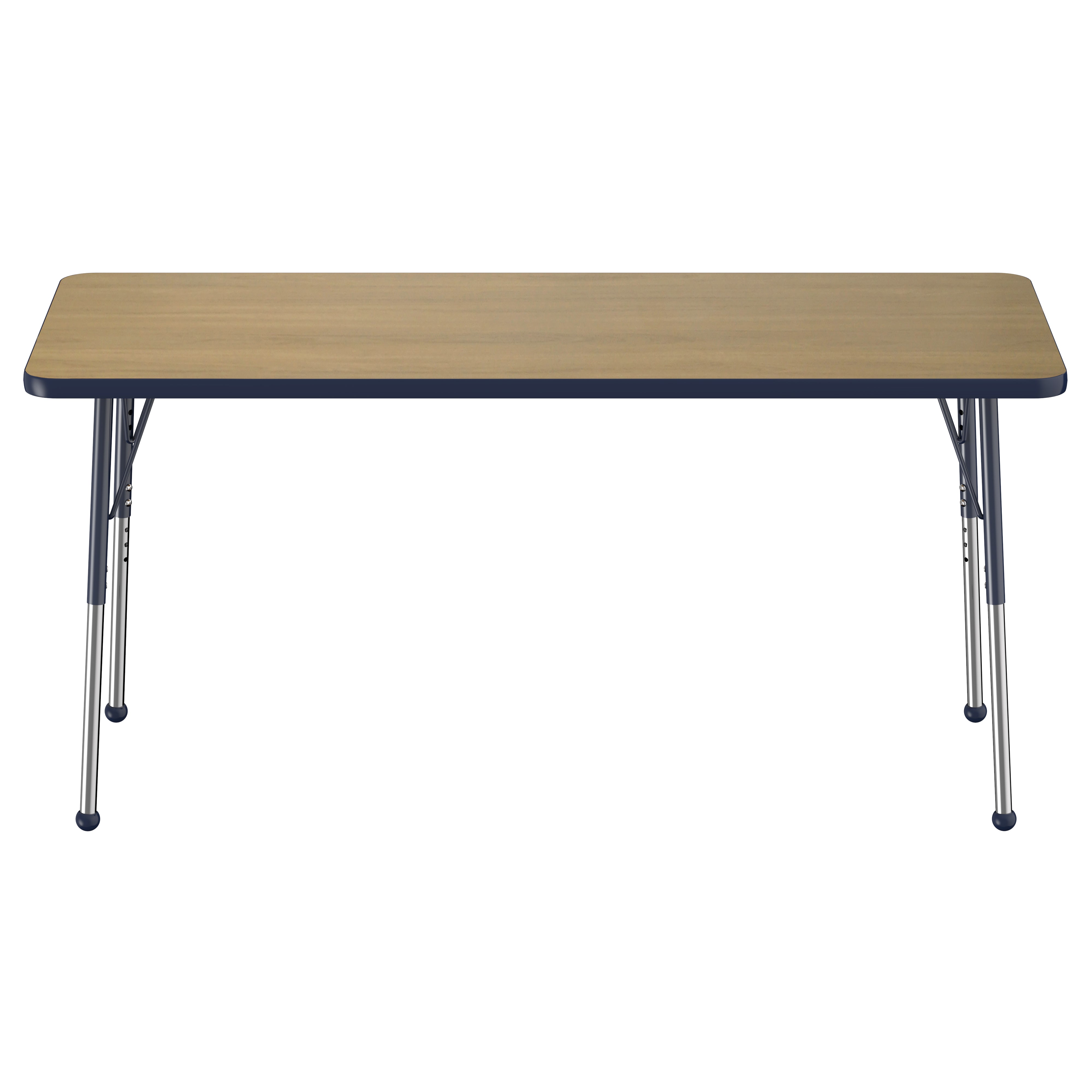 24" x 60" Rectangle T-Molding Activity Table with Adjustable Standard Ball Glide Legs - Pasadena Oak/Navy