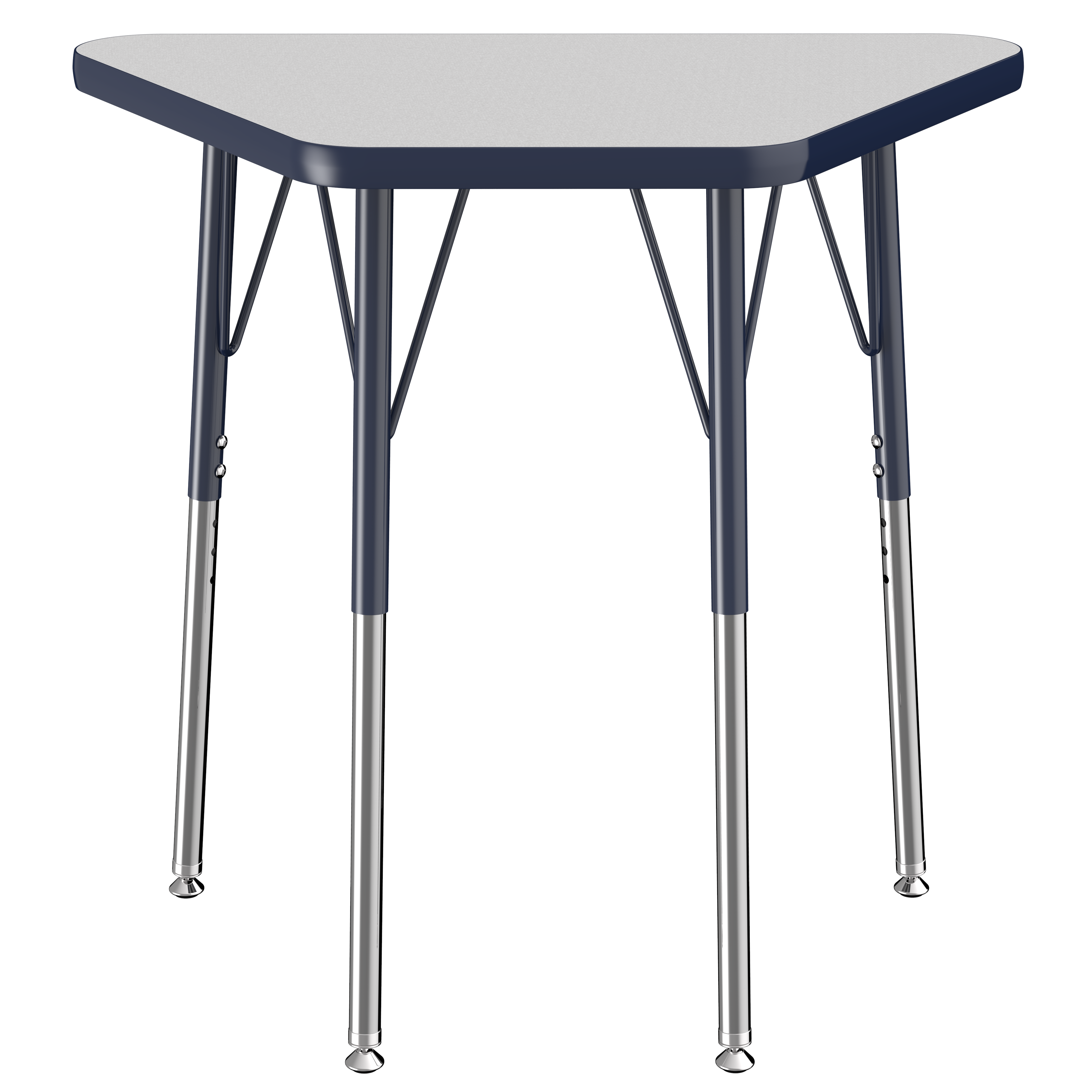 18" x 30" Trapezoid T-Molding Activity Table with Adjustable Standard Swivel Glide Legs - Gray/Navy