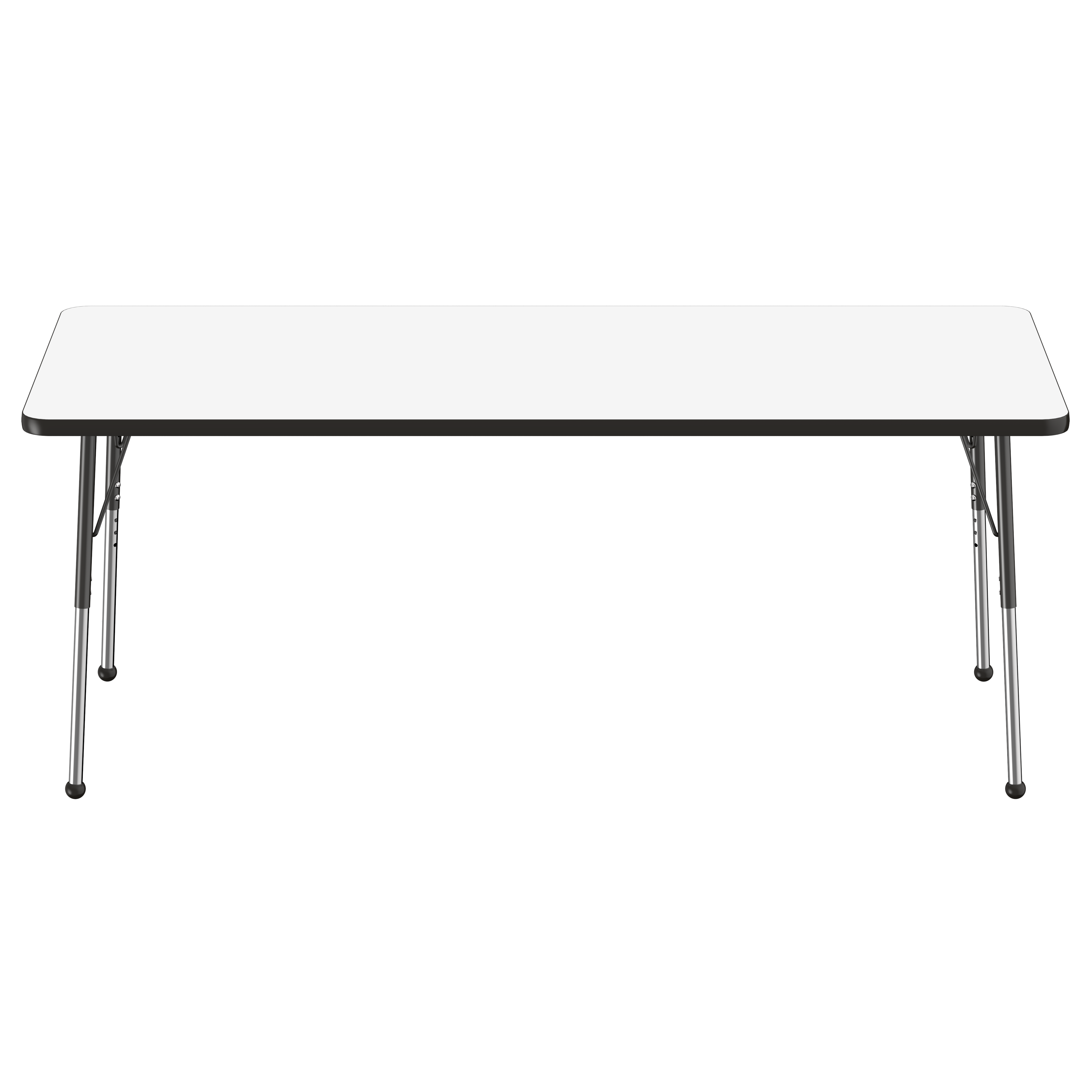30" x 72" Rectangle Dry-Erase Activity Table with Adjustable Standard Ball Glide Legs - Whiteboard/Black