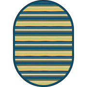 Yipes Stripes 10'9" x 13'2" Oval area rug in color Bold