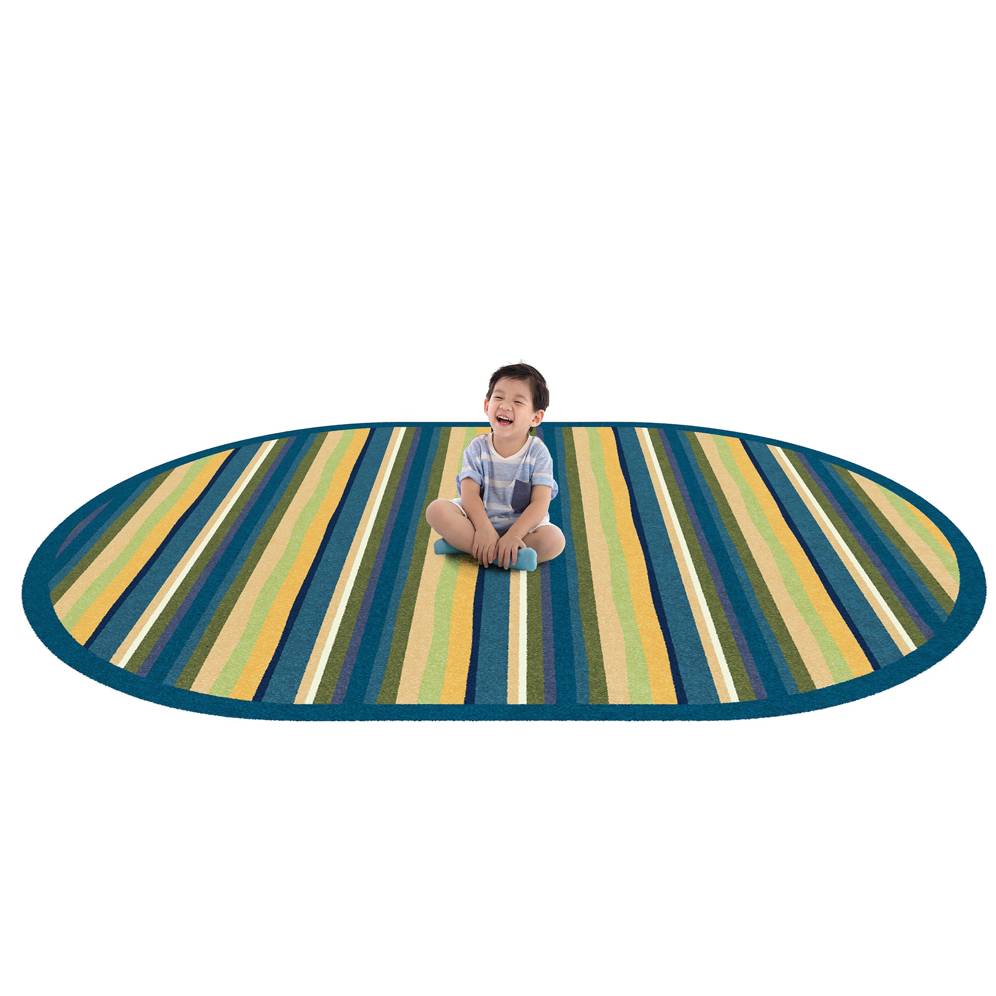 Yipes Stripes 3'10" x 5'4" Oval area rug in color Bold