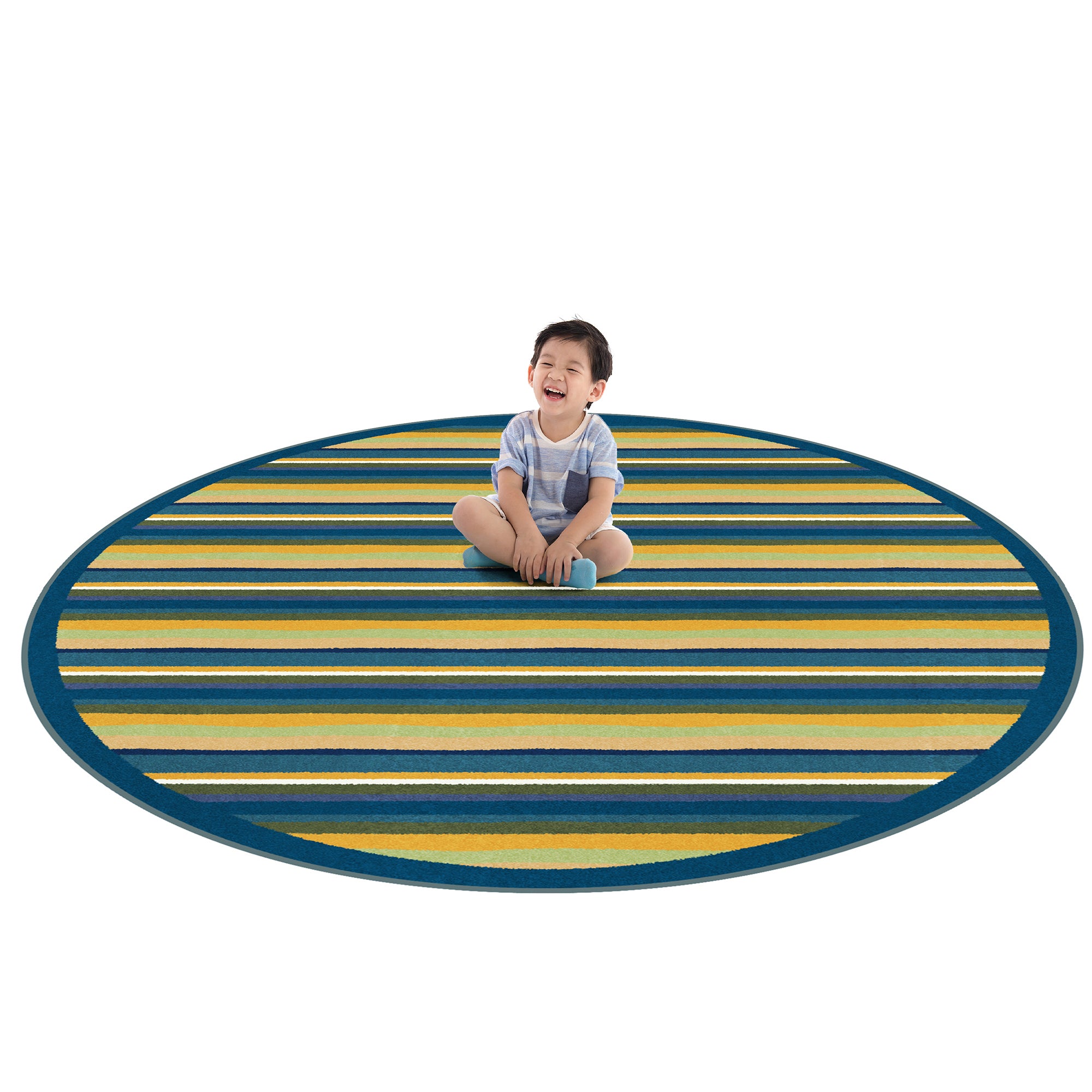 Yipes Stripes 13'2" Round area rug in color Bold