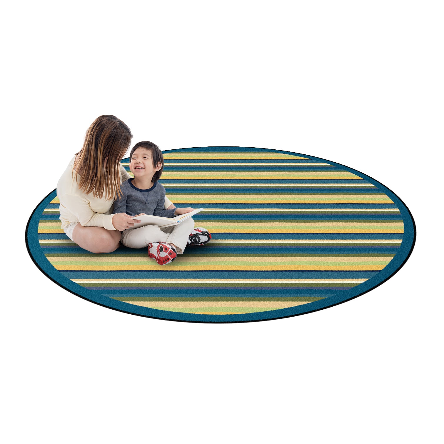 Yipes Stripes 13'2" Round area rug in color Bold