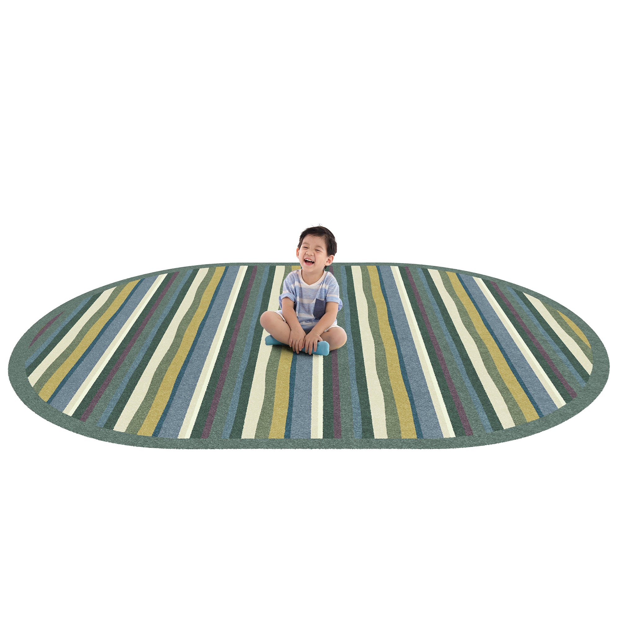 Yipes Stripes 7'8" x 10'9" Oval area rug in color Soft