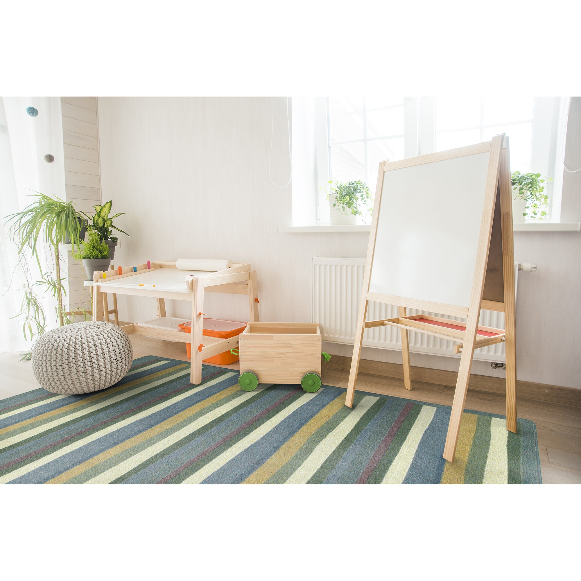 Yipes Stripes 7'8" x 10'9" area rug in color Soft