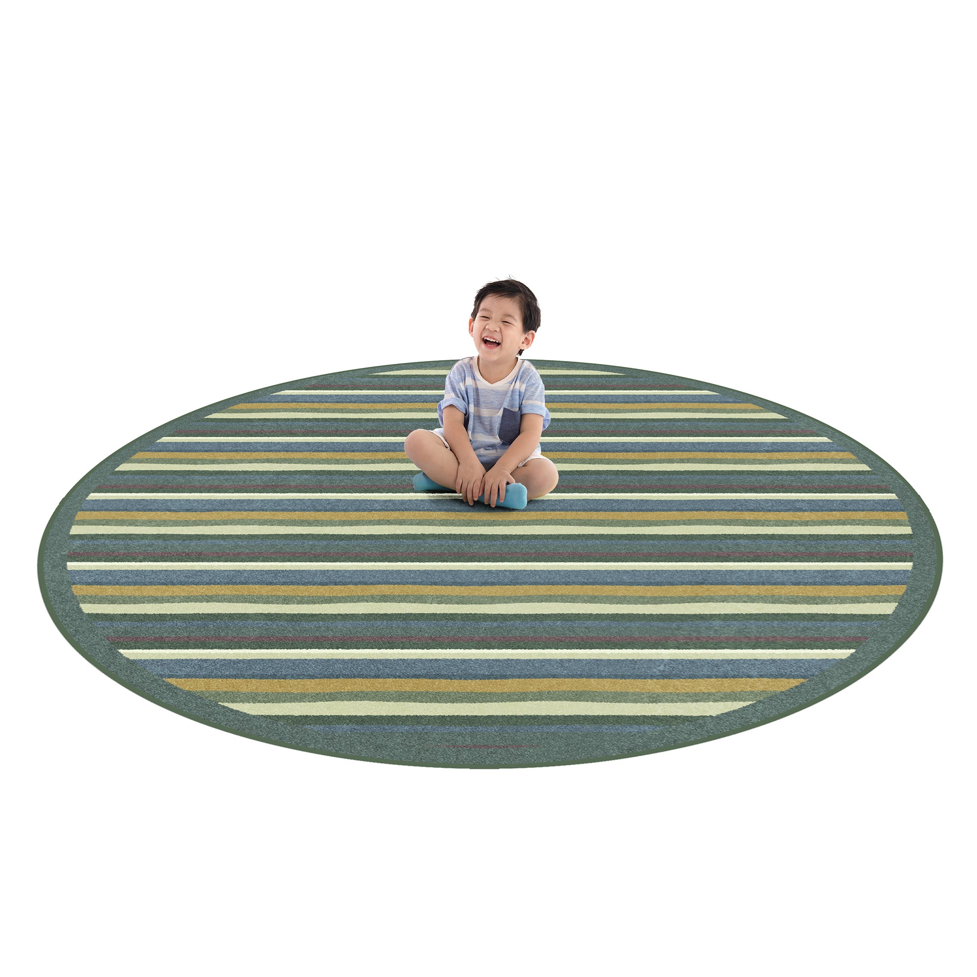 Yipes Stripes 13'2" Round area rug in color Soft