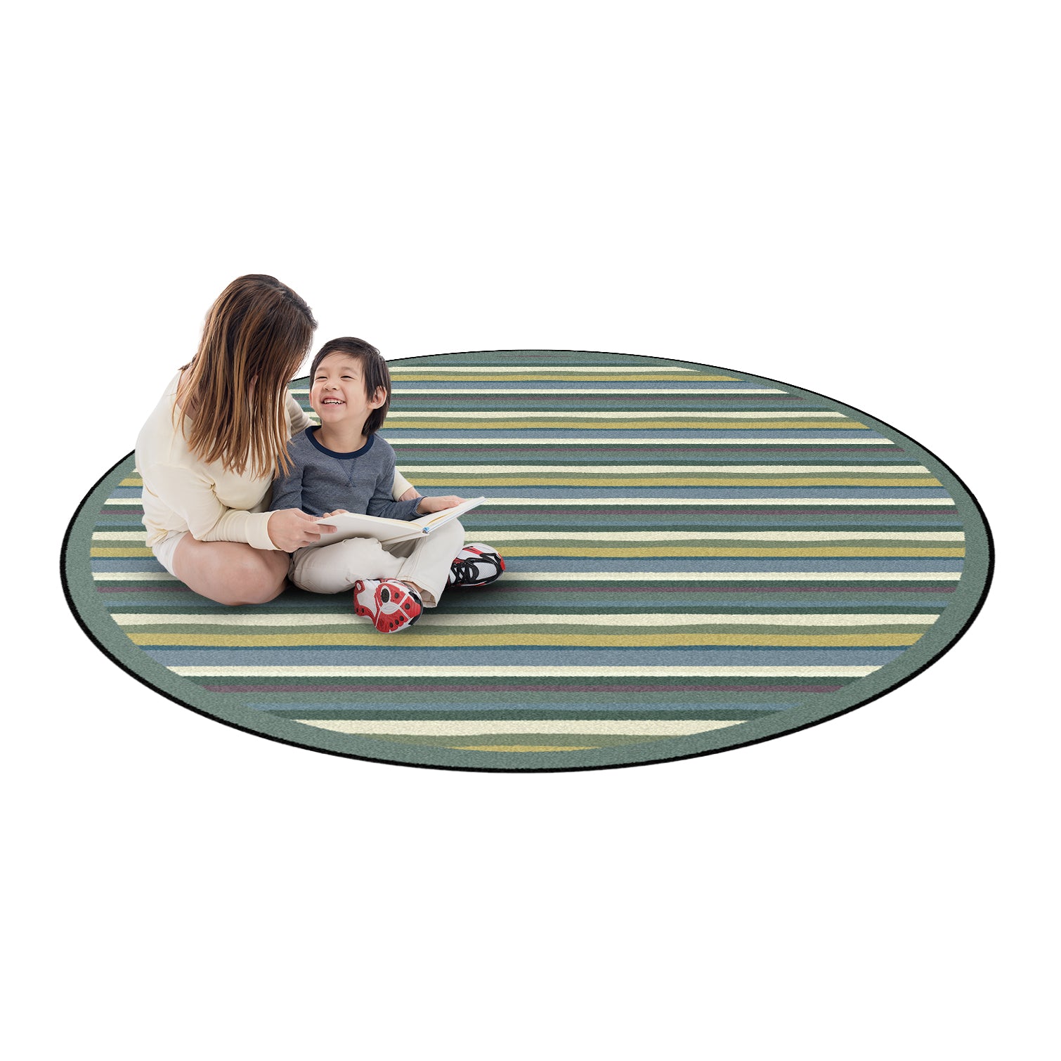 Yipes Stripes 7'7" Round area rug in color Soft