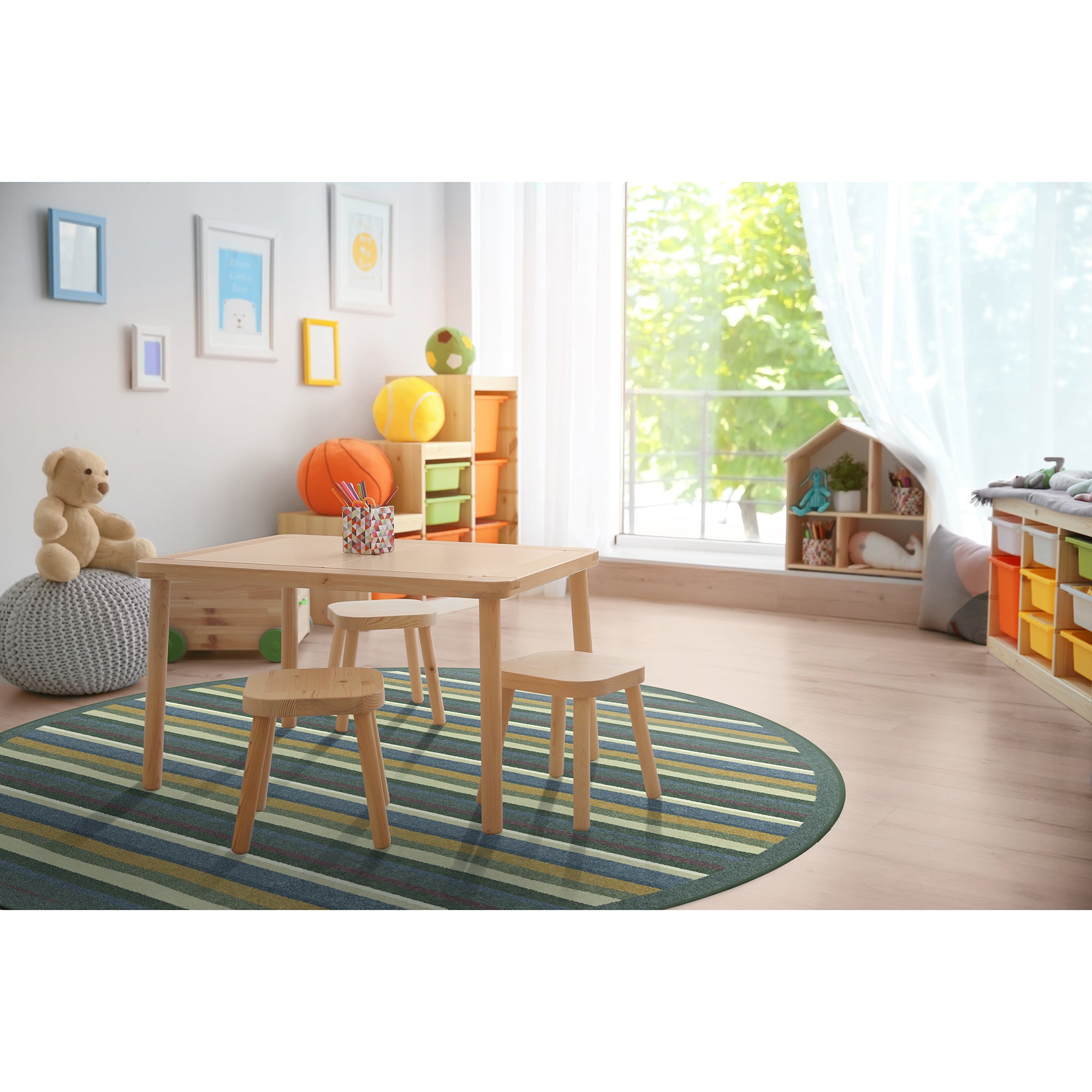 Yipes Stripes 13'2" Round area rug in color Soft