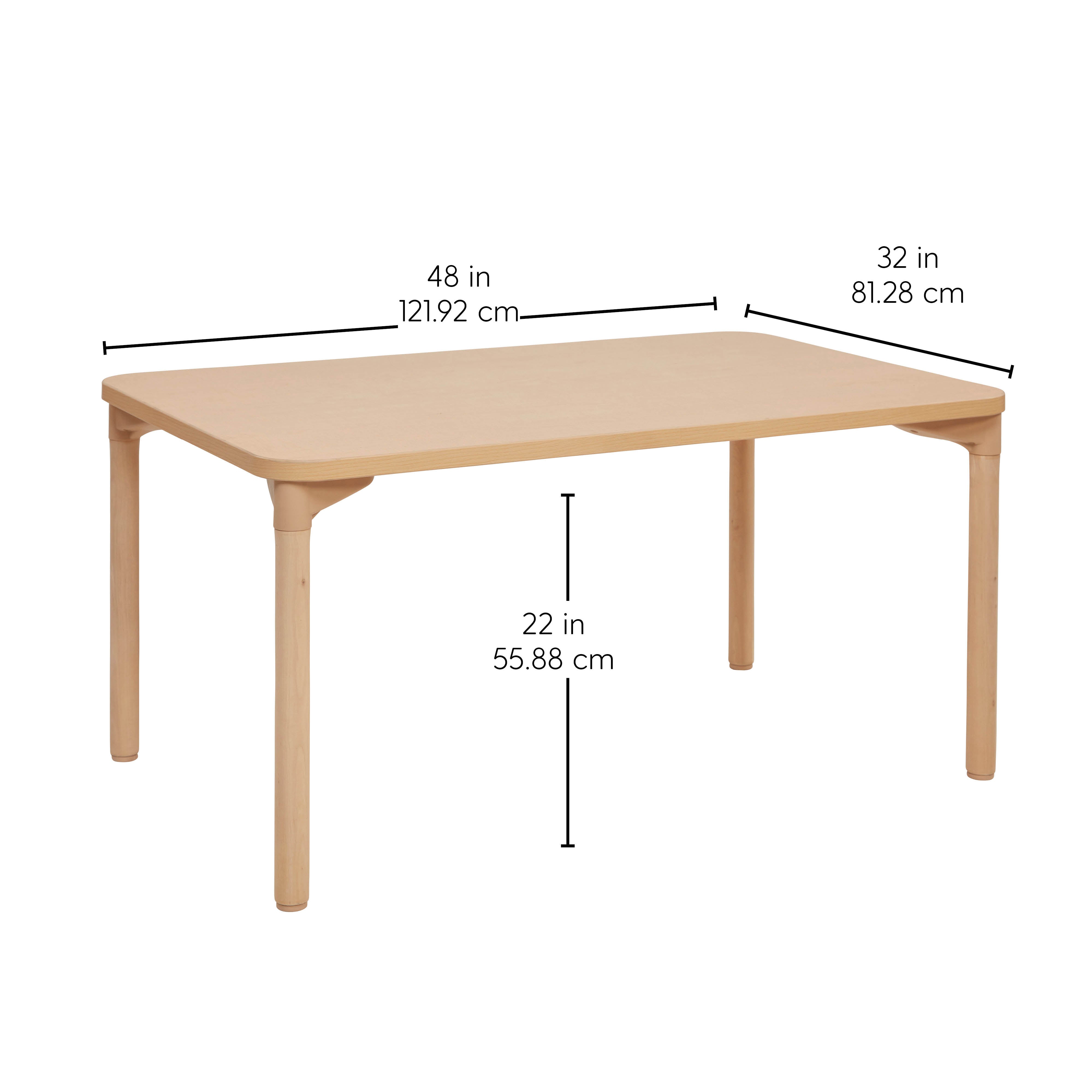 30" x 48" Rectangle All-Purpose Activity Table with 22" Wood Legs