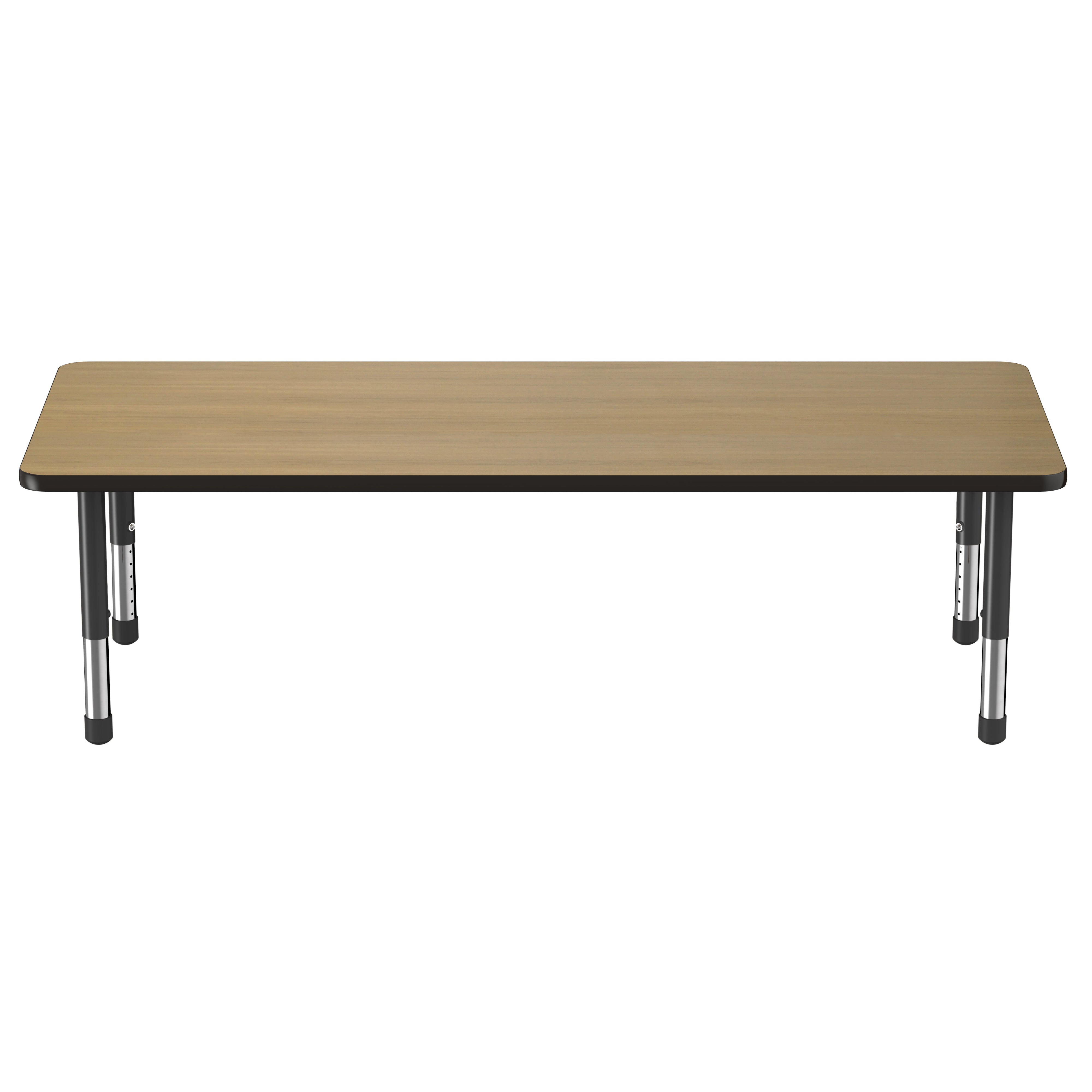 30" x 72" Rectangle Thermofused Activity Table with Adjustable Chunky Legs - Pasadena Oak/Black