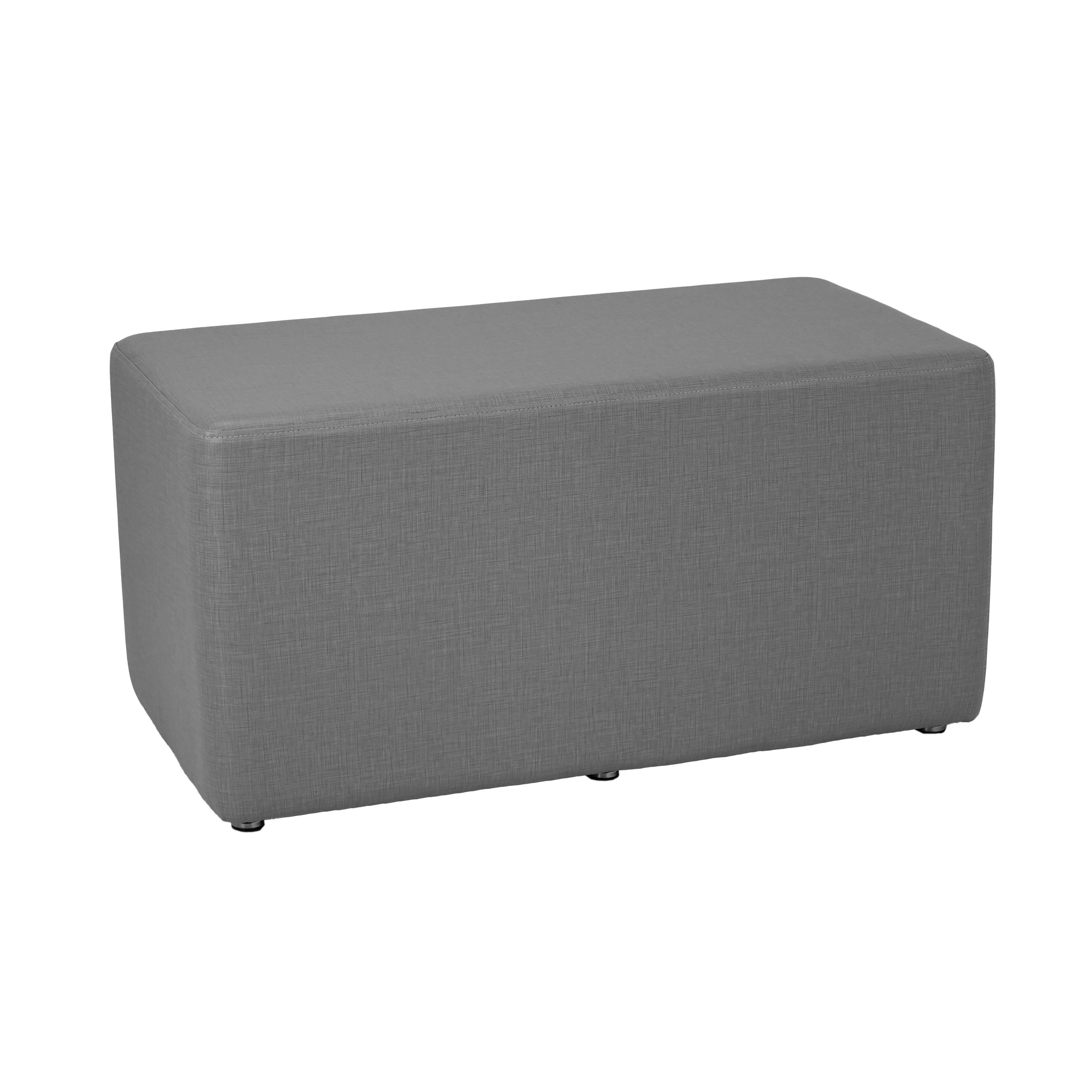 Pro Series Upholstered Rectangle Ottoman 18" Height - Slate Gray Crosshatch