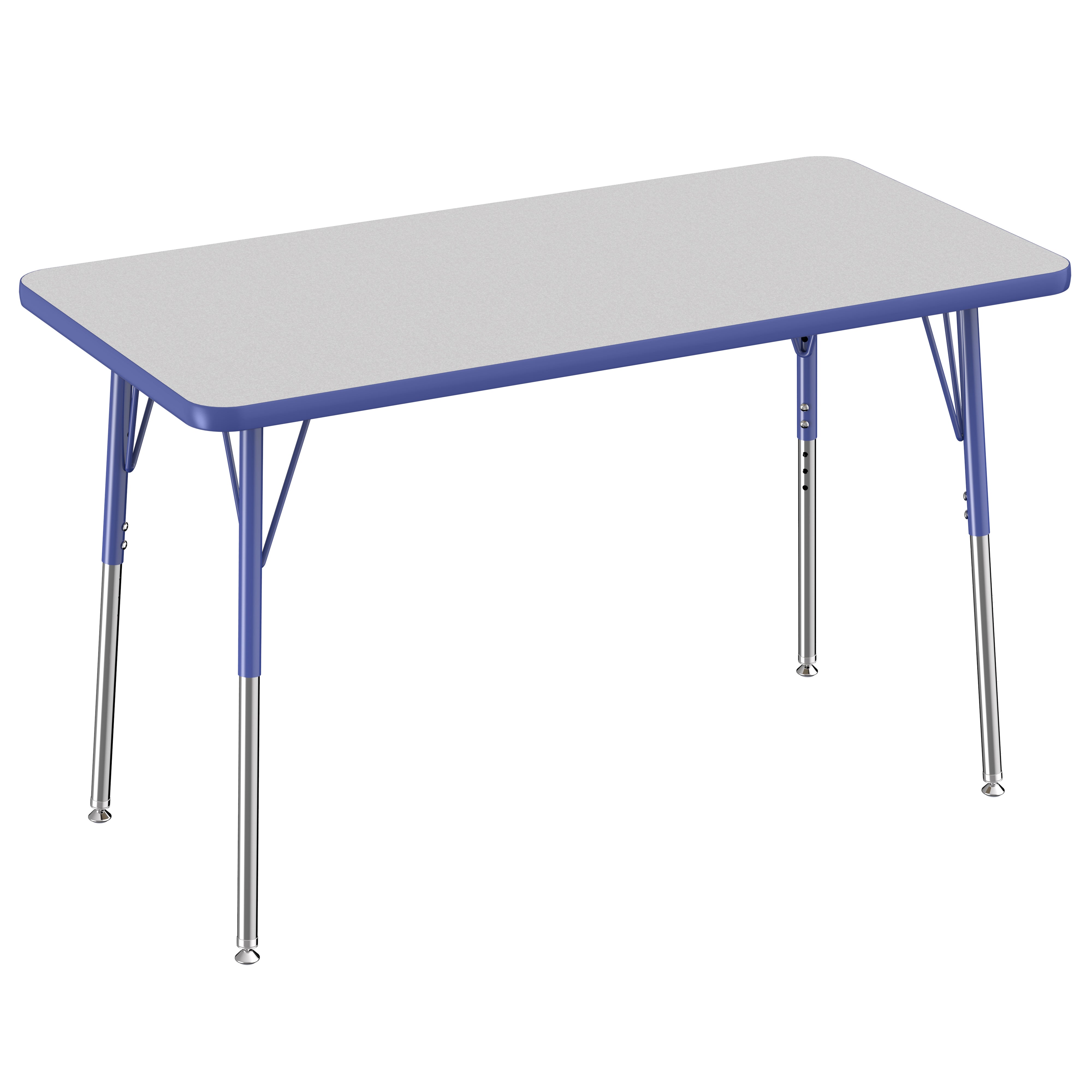 24" x 48" Rectangle Thermofused Activity Table with Adjustable Standard Swivel Glide Legs - Gray/Blue