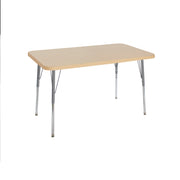 30" x 48" Rectangle La Madera Activity Table with Standard Legs - Maple Grain/Silver