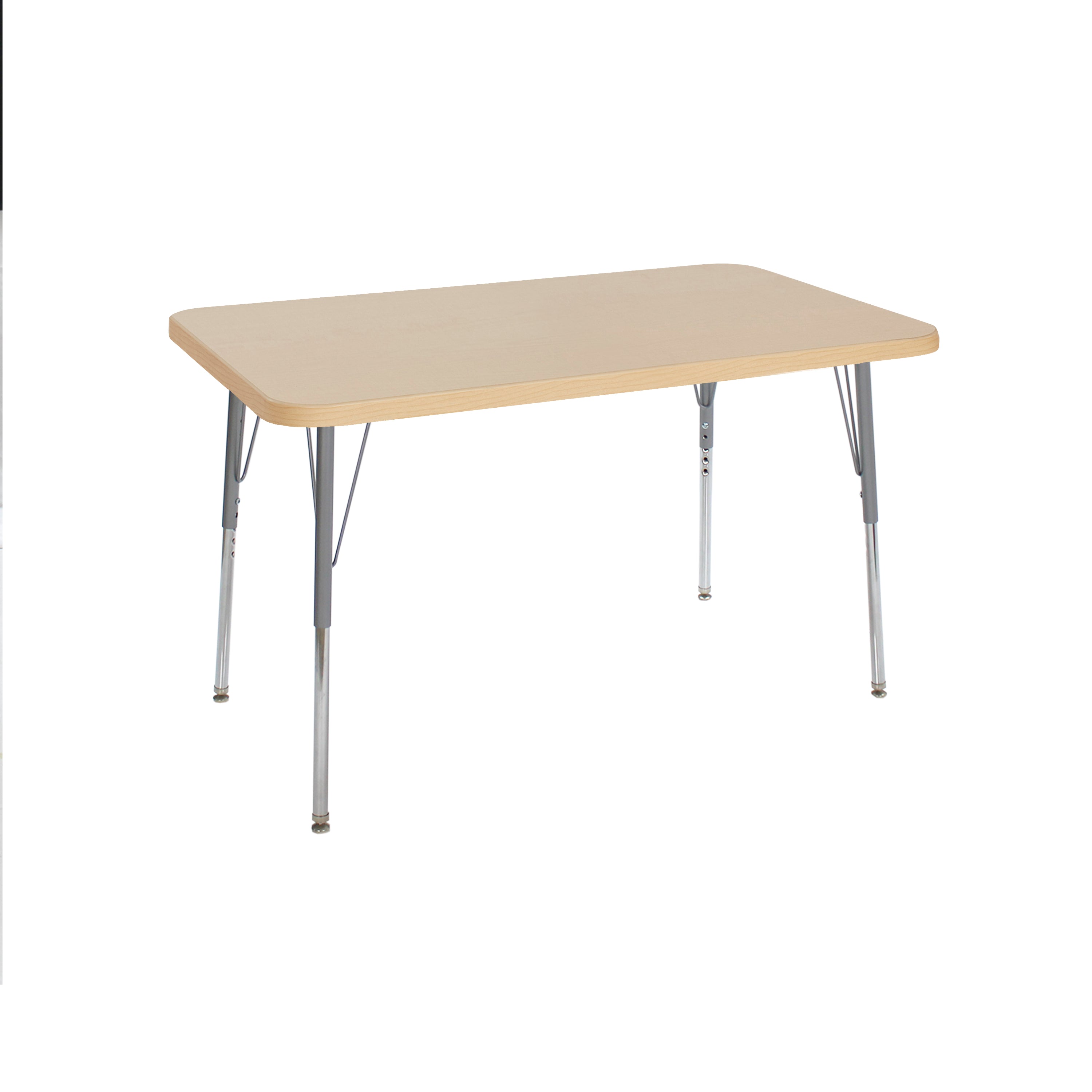 30" x 48" Rectangle La Madera Activity Table with Standard Legs - Maple Grain/Silver