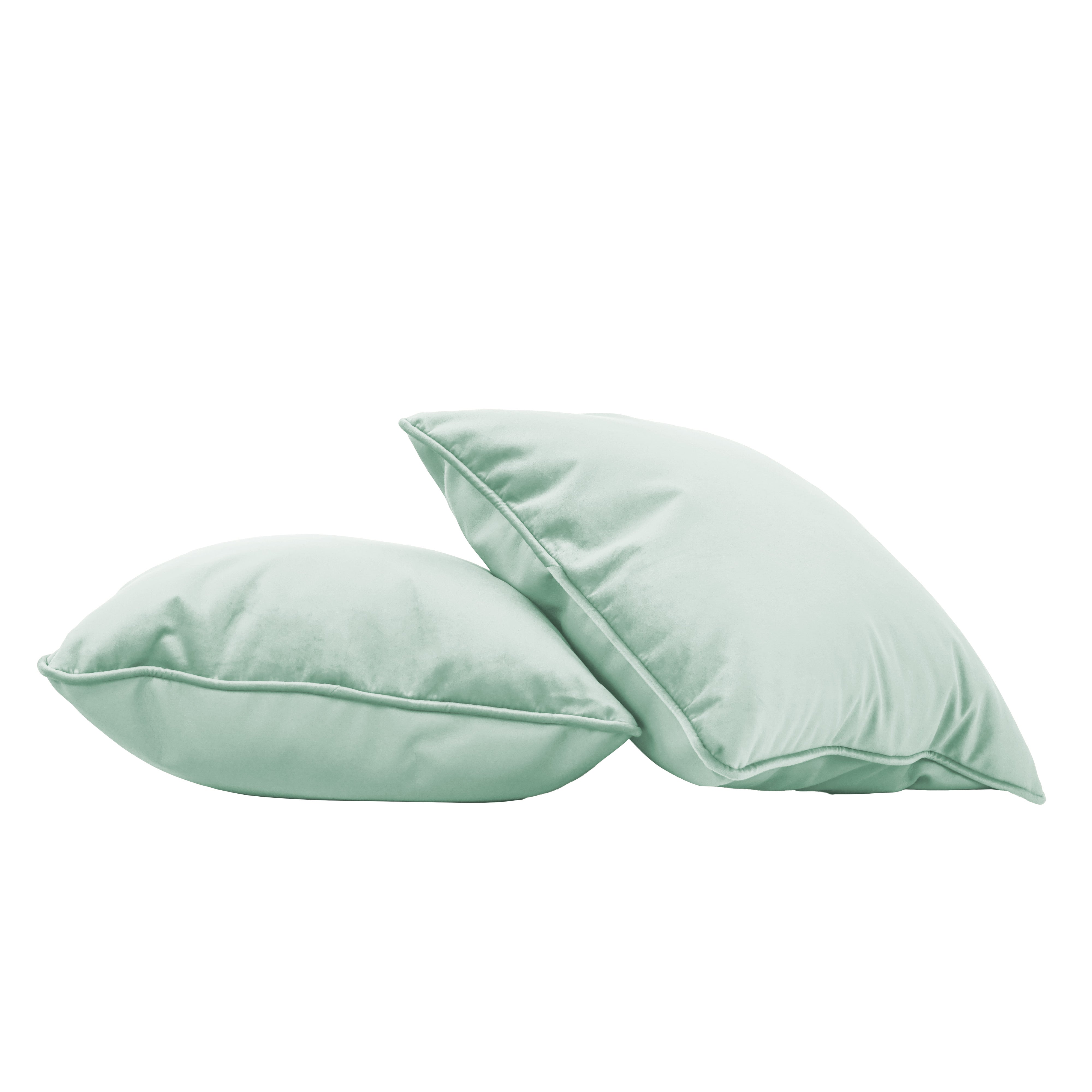 18" x 18" Square Microfiber and Faux Leather Pillow with Piping, 2-Piece - Aloe