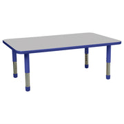 30" x 48" Rectangle T-Molding Activity Table with Adjustable Tiny Tot Legs - Gray/Blue