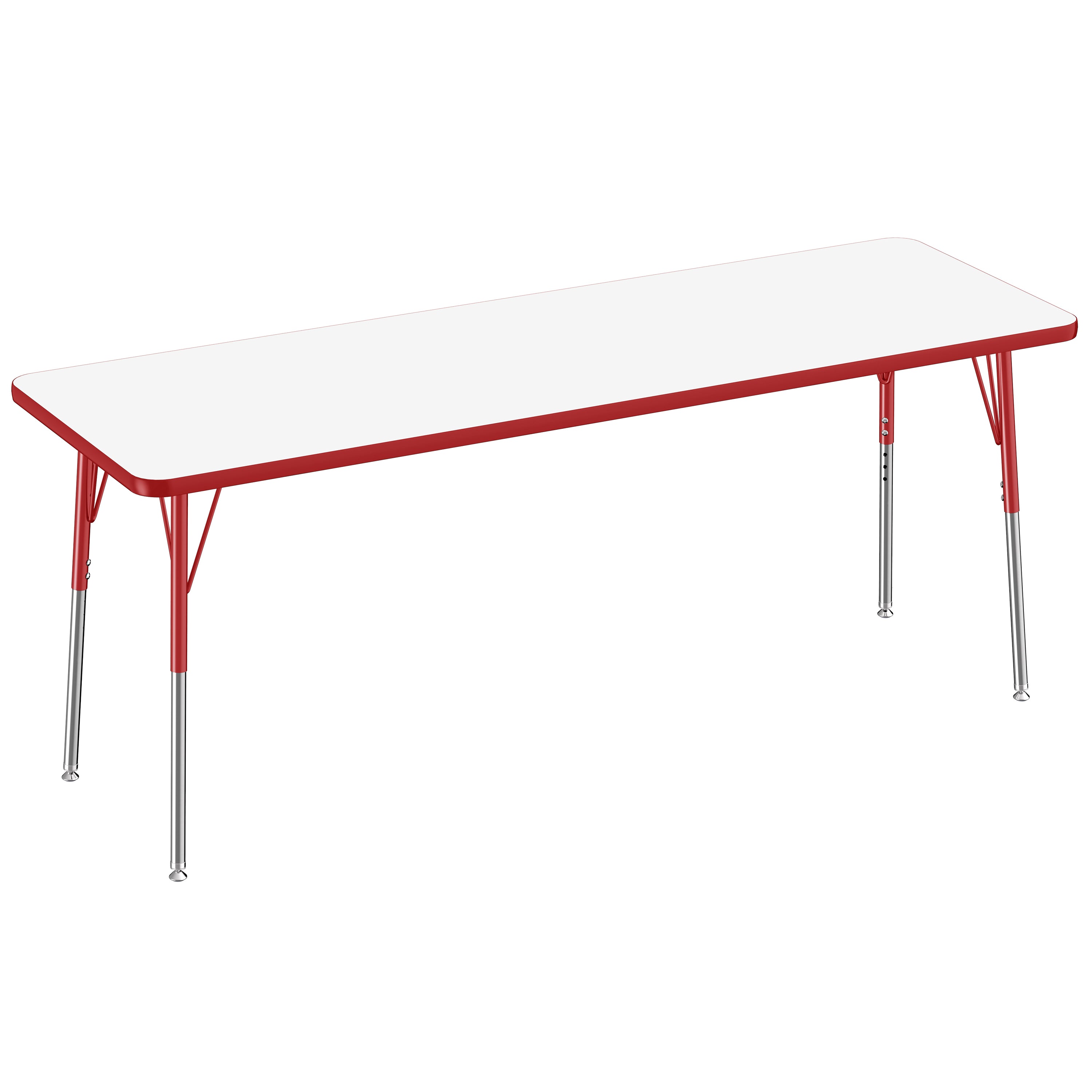 24" x 72" Rectangle Dry-Erase Activity Table with Adjustable Standard Swivel Glide Legs - Whiteboard/Red