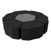 Pro Series Hexagon Ottoman Table with Petal 18" H Seating, 7-Piece Set - Black/Cosmic Strandz