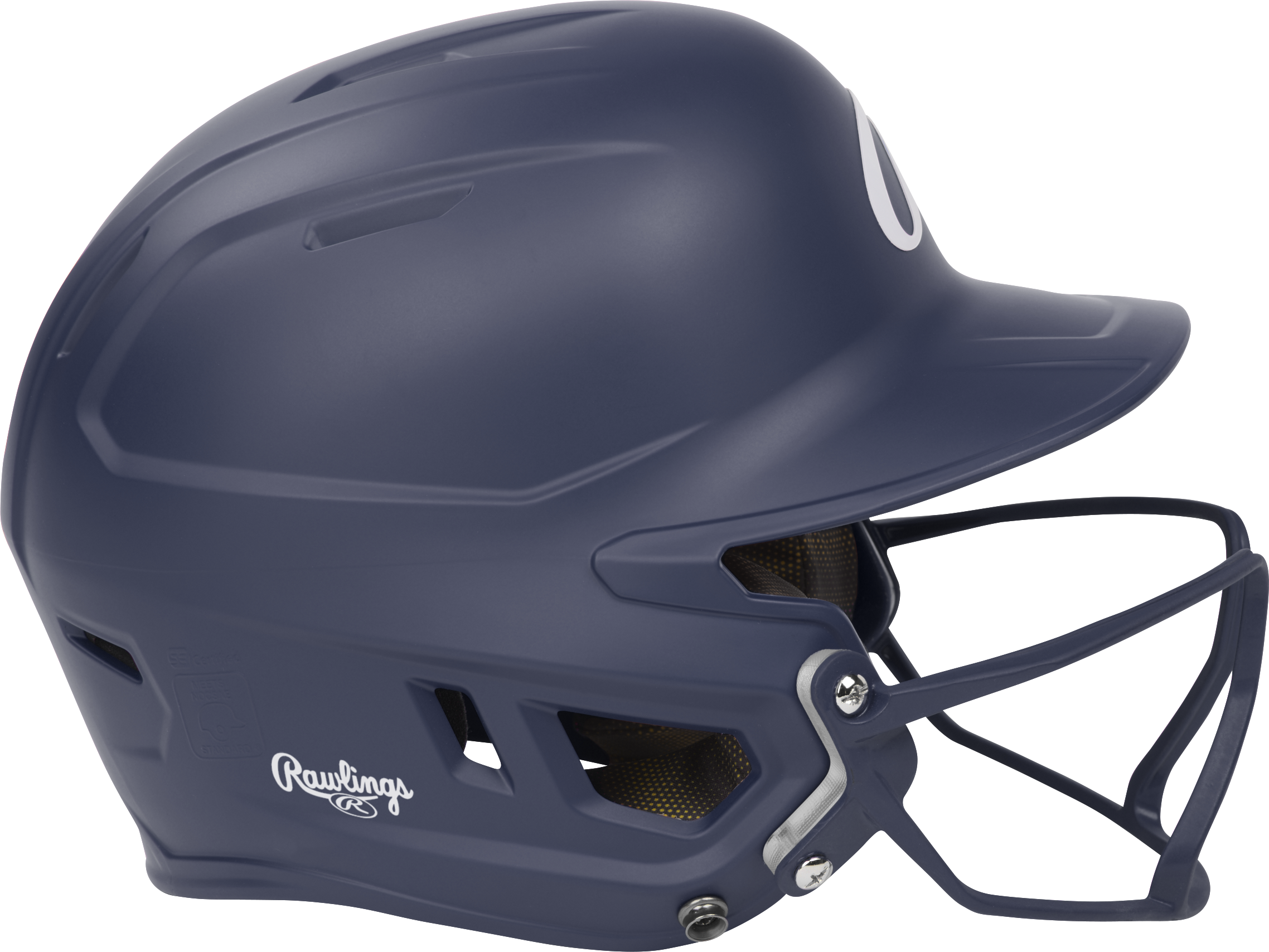 Rawlings Mach Hi-Viz Senior Matte Batting Helmet With Hi-Viz Face Guard - Navy