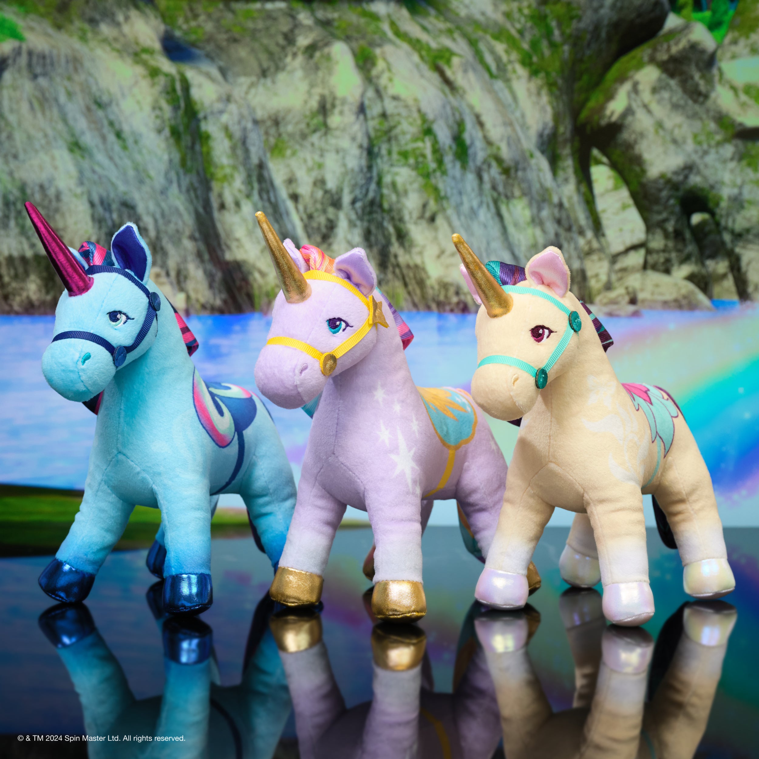 Unicorn Academy Official Wildstar, River and Leaf Plush Toys, Unicorn Stuffed Animals for Ages 1 & Up Assorted Styles, 7”