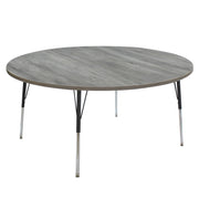60" Round La Madera Activity Table with Standard Legs - Light Gray Wood/Black