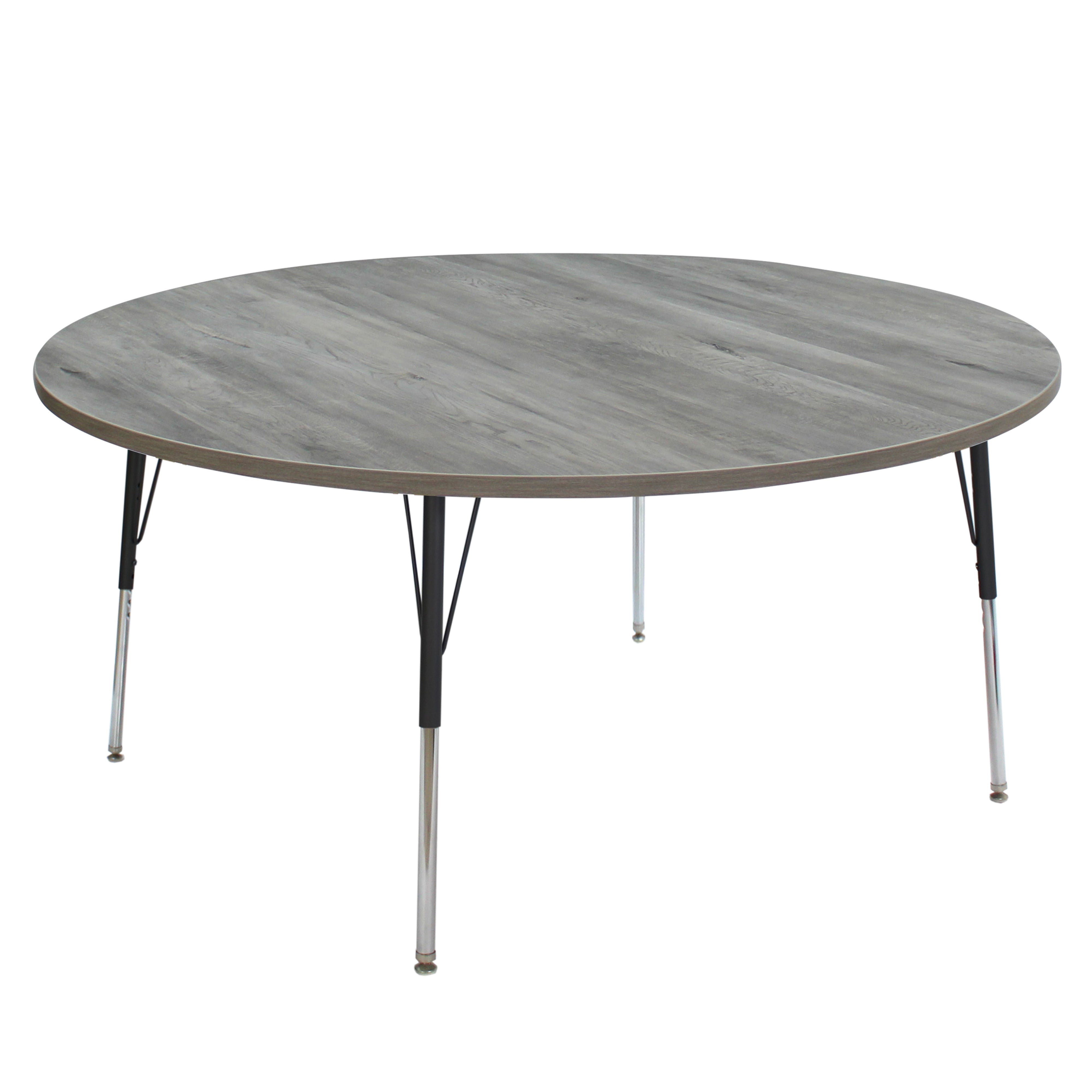 60" Round La Madera Activity Table with Standard Legs - Light Gray Wood/Black