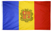 Andorra Flag 5x8 ft. Nylon SolarGuard Nyl-Glo 100% Made in USA to Official United Nations Design Specifications.