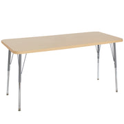 24" x 60" Rectangle La Madera Activity Table with Standard Legs - Maple Grain/Silver