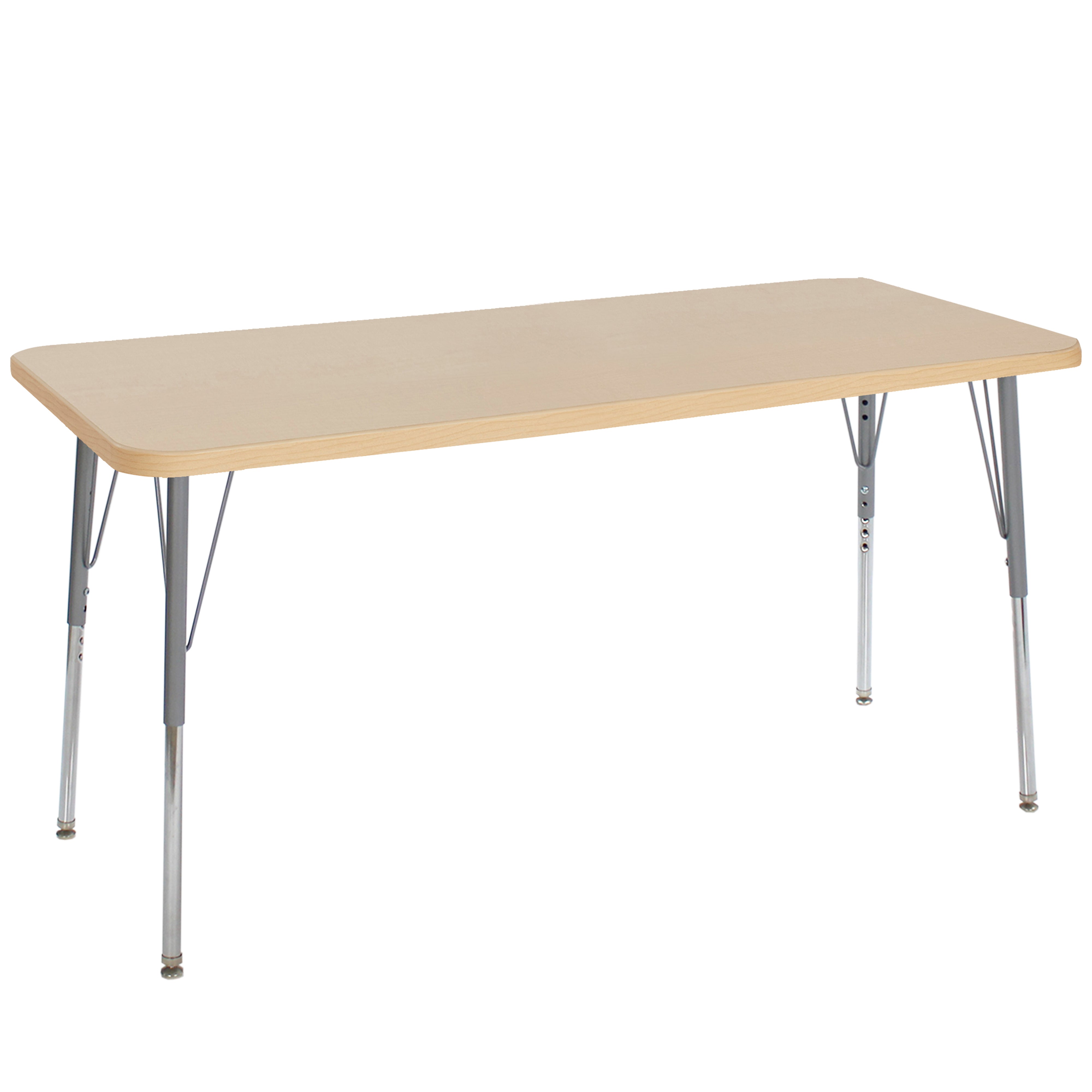 24" x 60" Rectangle La Madera Activity Table with Standard Legs - Maple Grain/Silver