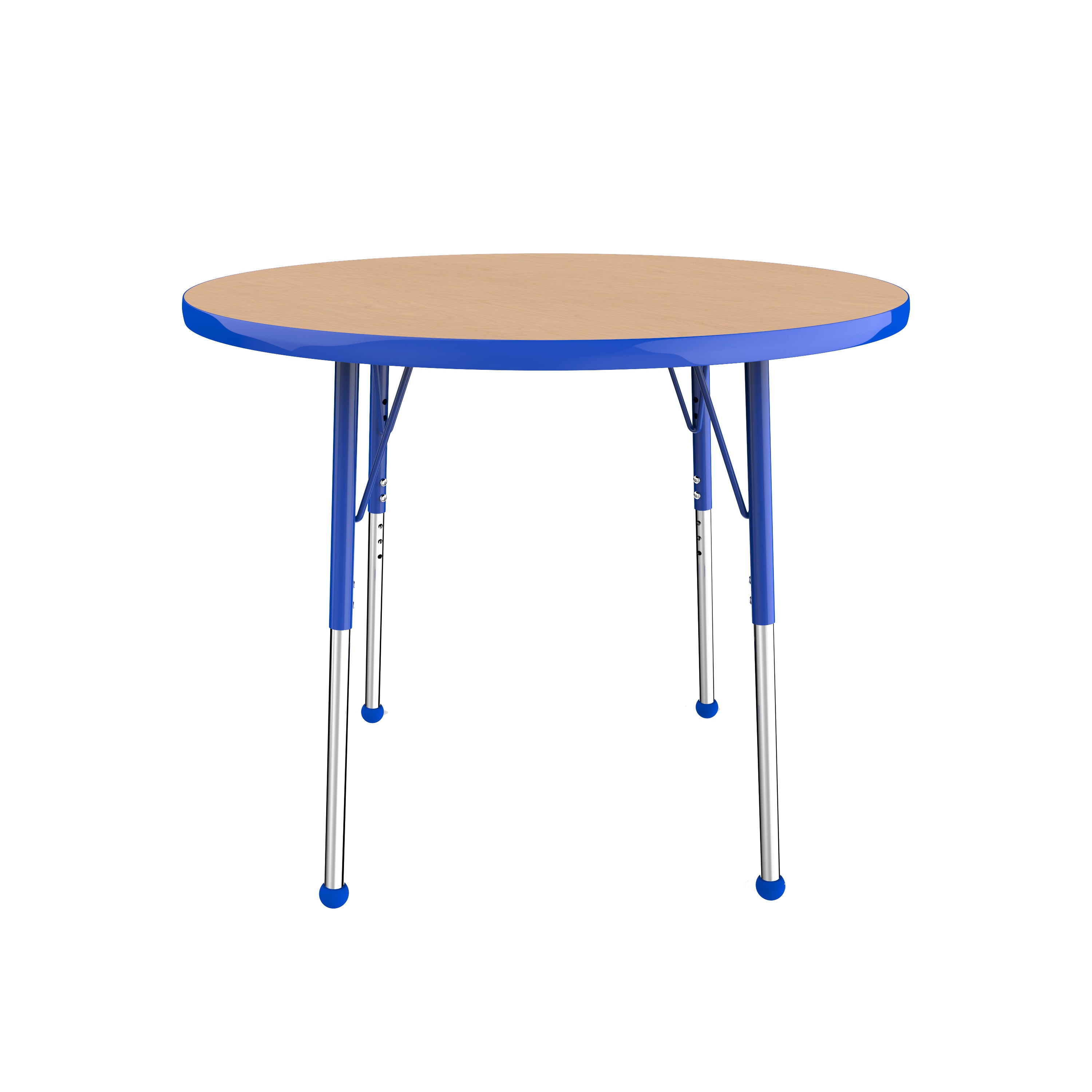 36" Round T-Molding Activity Table with Adjustable Standard Ball Glide Legs - Maple/Blue