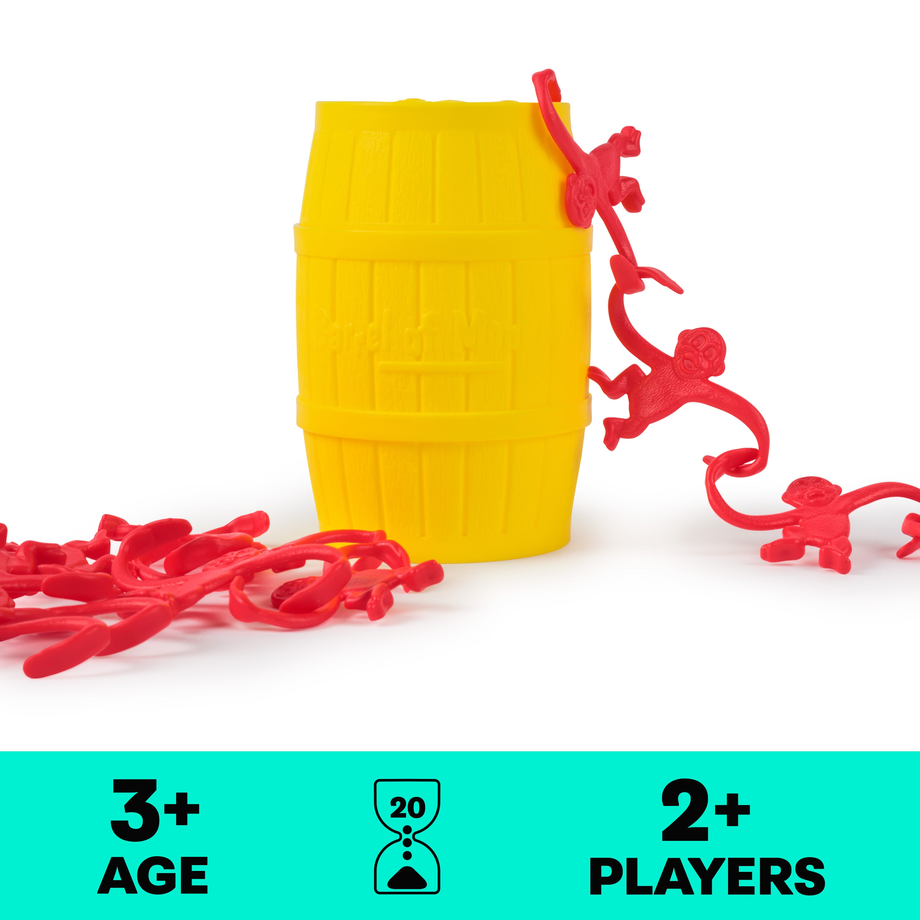 Spin Master Games, Barrel of Monkeys, Retro Linking Fun for Preschoolers, Family Games, 1 & Up Players, for Ages 3 & Up