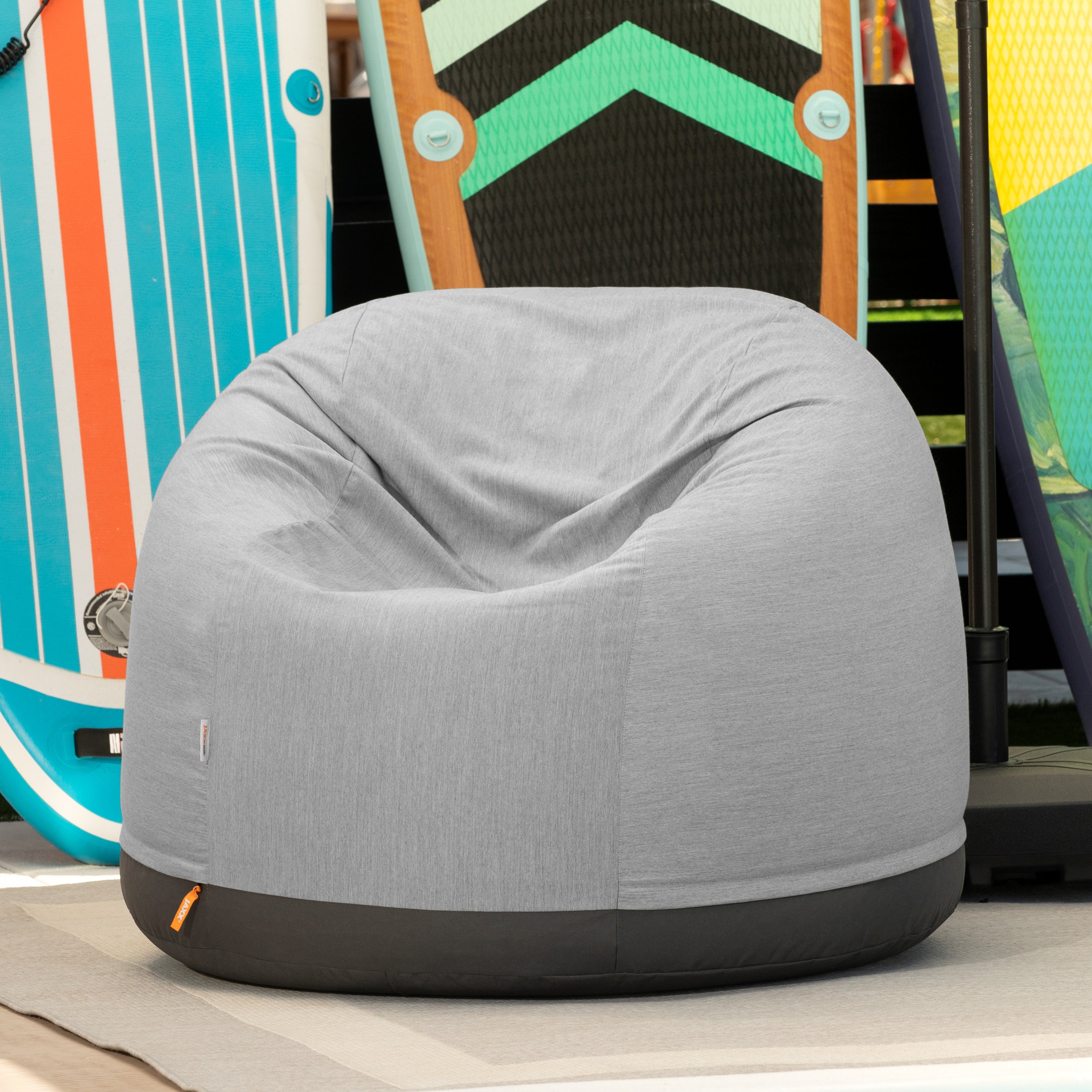 Jaxx Palmetto Large Round Outdoor Bean Bag Club Chair - Sunbrella Granite