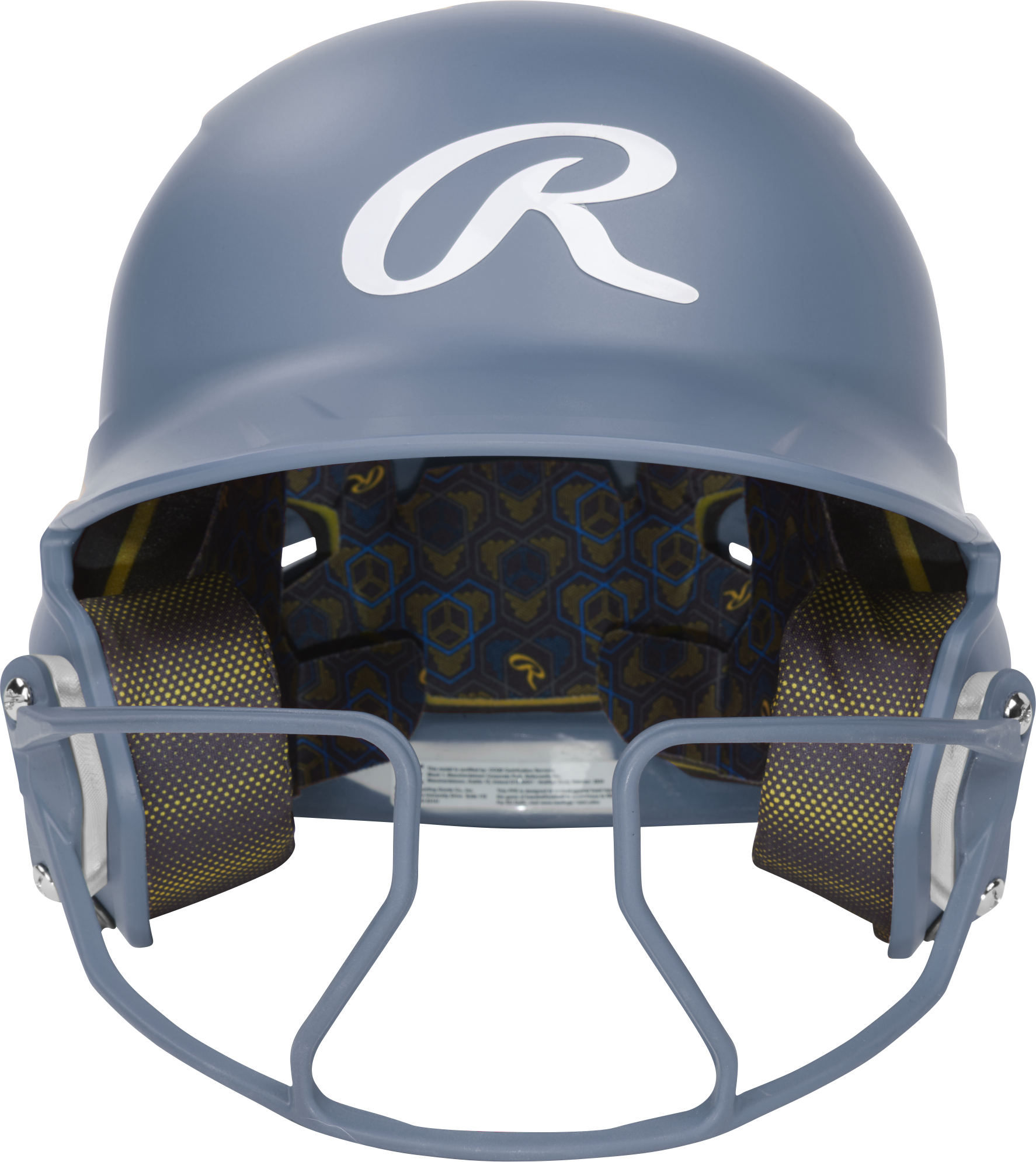 Rawlings Mach Hi-Viz Senior Matte Batting Helmet With Hi-Viz Face Guard - Columbia Blue