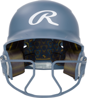 Rawlings Mach Hi-Viz Senior Matte Batting Helmet With Hi-Viz Face Guard - Columbia Blue