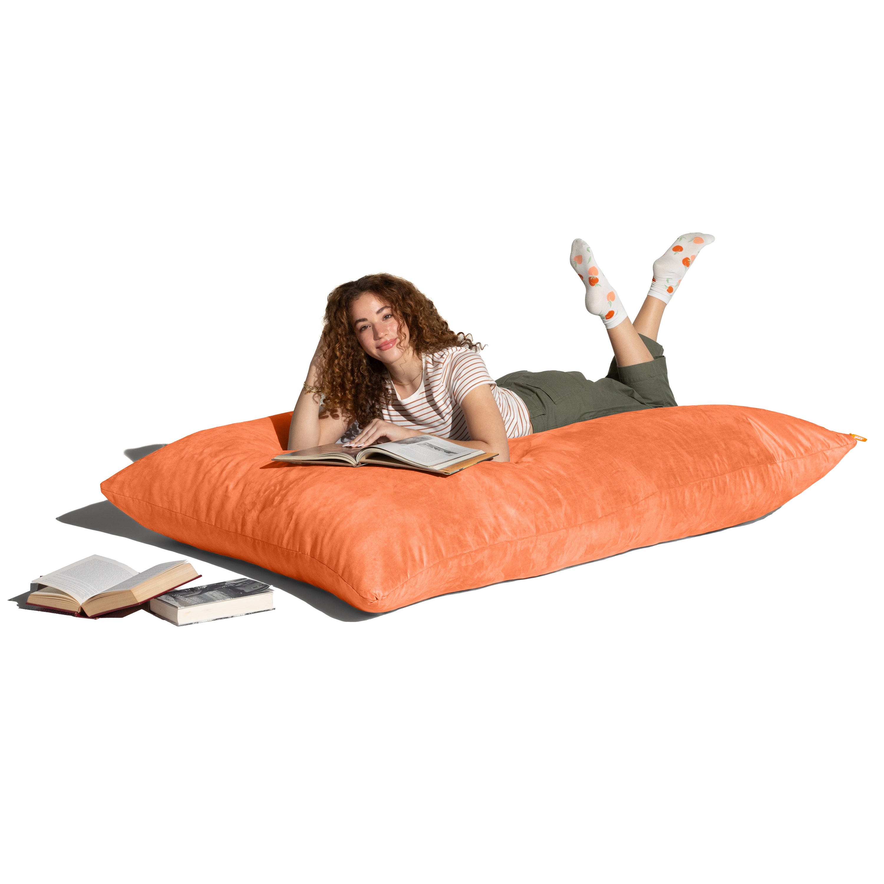 Jaxx Pillow Saxx 5.5-Foot - Huge Bean Bag Floor Pillow and Lounger, Orange