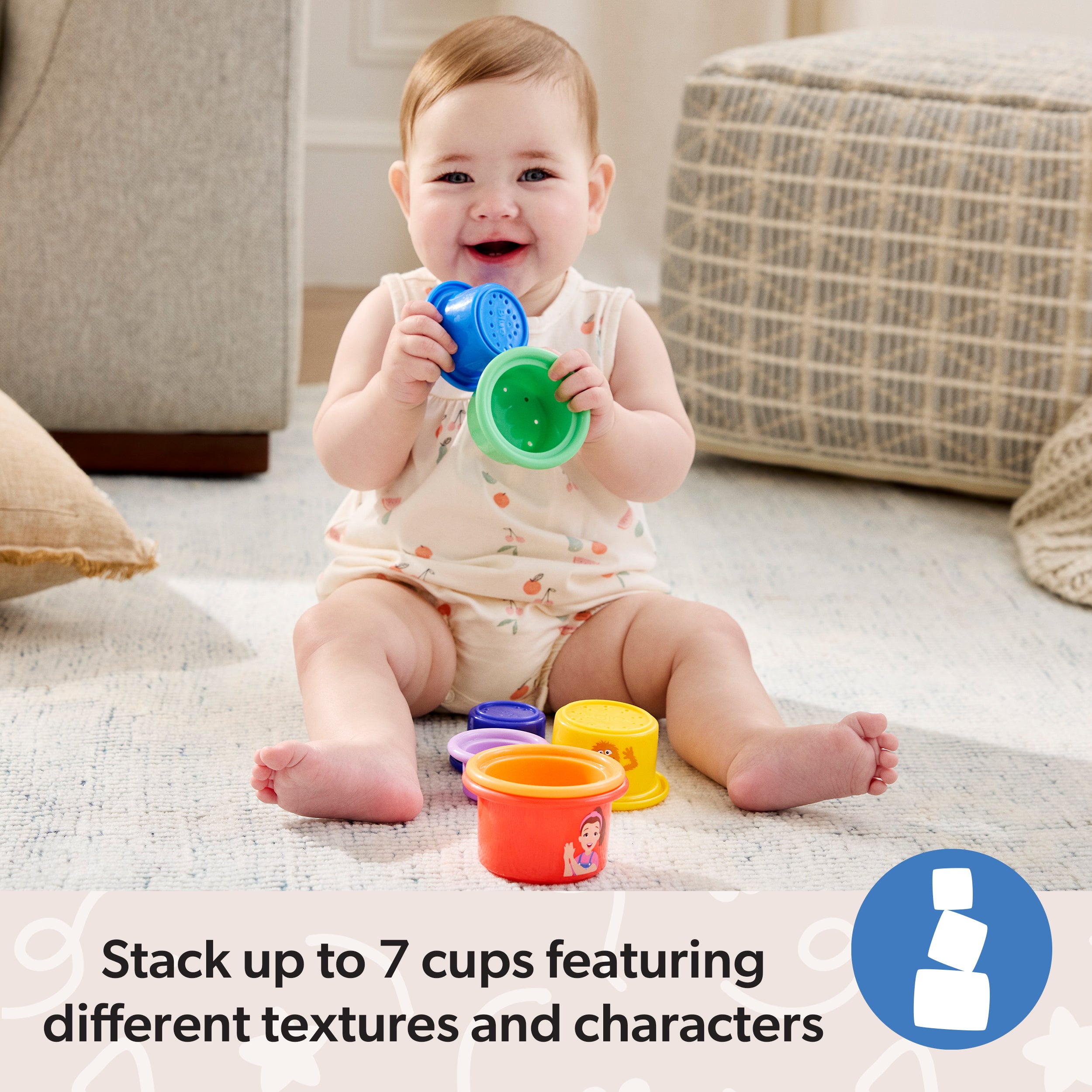 Ms. Rachel Official Rainbow Stacking Cups 7-Pack, Educational Toys & Toddler Toys for Girls & Boys Ages 6 Months to 2+ Years