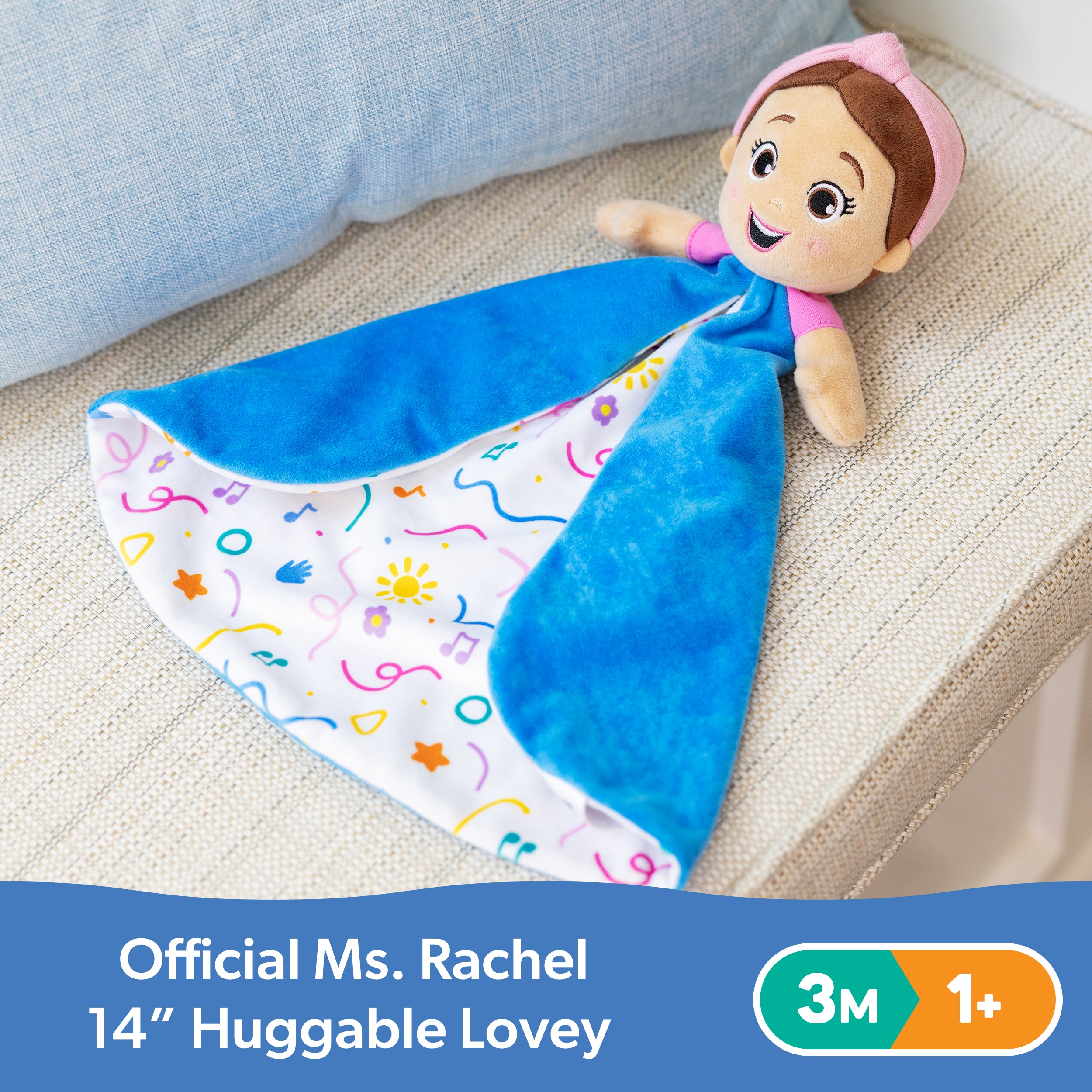 Ms. Rachel Official Huggable Lovey, Double Sided, Machine Washable Security Blankets for Babies Ages 0-1+