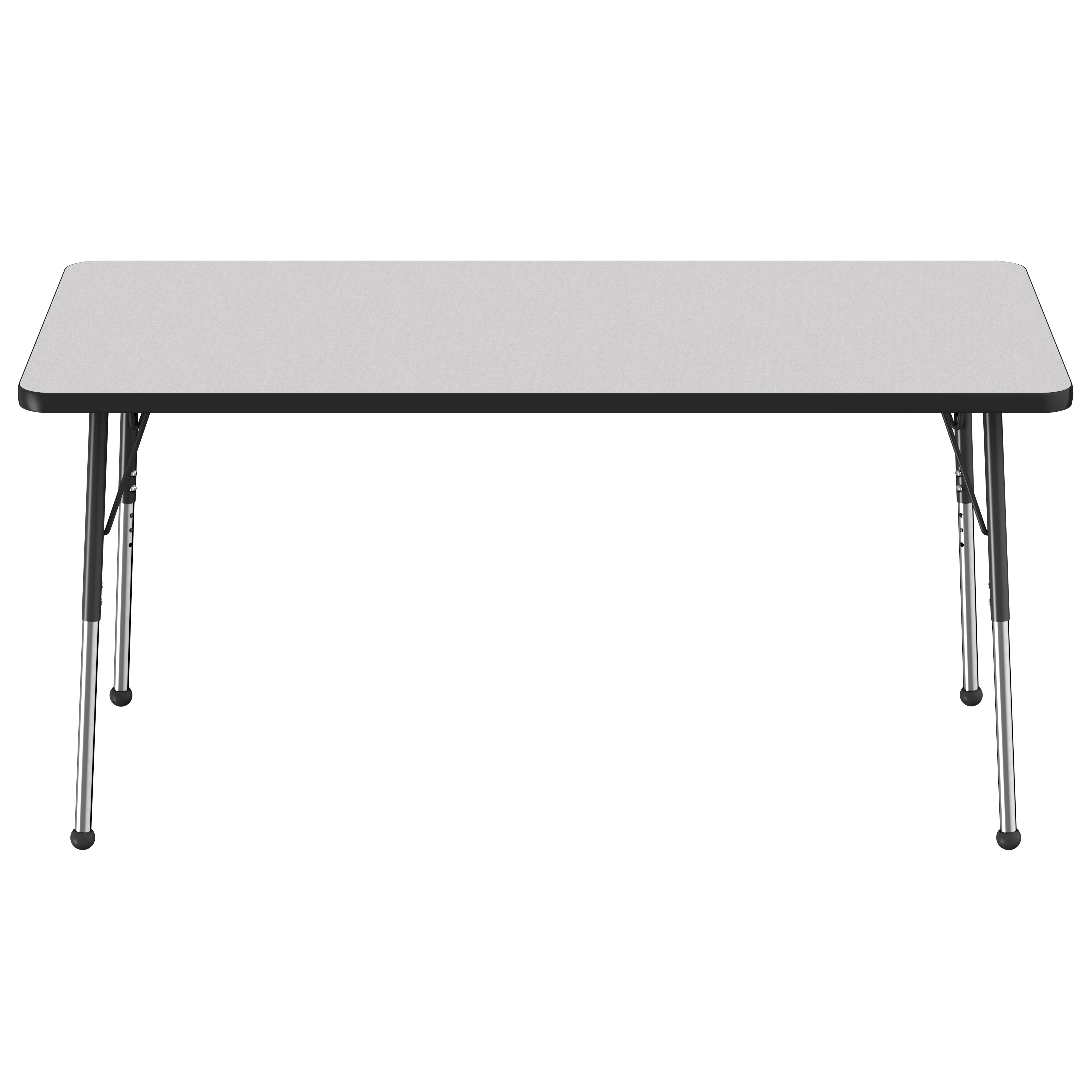 30" x 60" Rectangle Thermofused Activity Table with Adjustable Standard Ball Glide Legs - Gray/Black