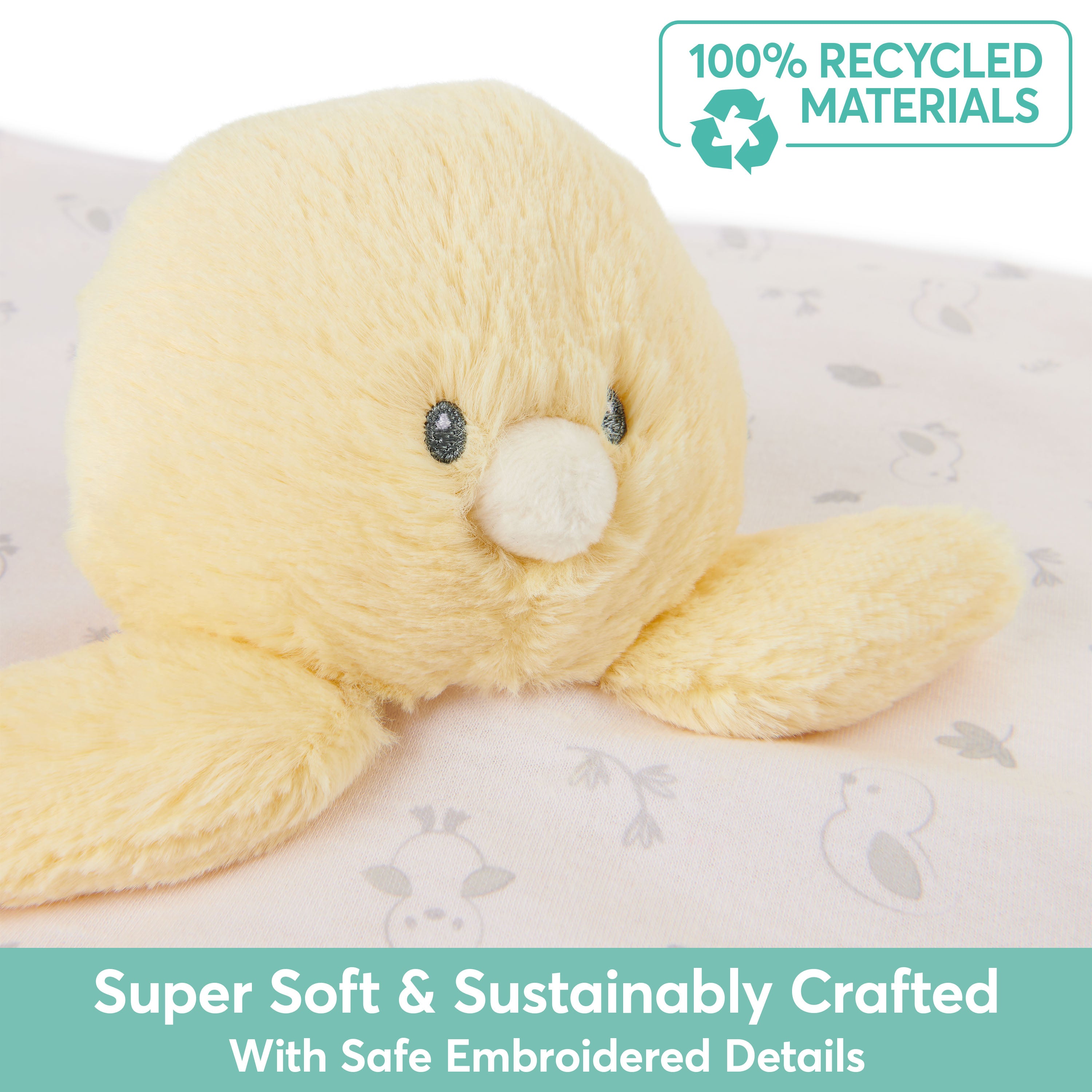 GUND Baby Sustainably Soft Duckling Lovey, Stuffed Animal Plush Blanket Made from 100% Recycled Materials, for Babies and Newborns, Yellow/Cream, 10”