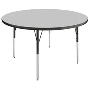 48" Round T-Molding Activity Table with Adjustable Standard Swivel Glide Legs - Gray/Black