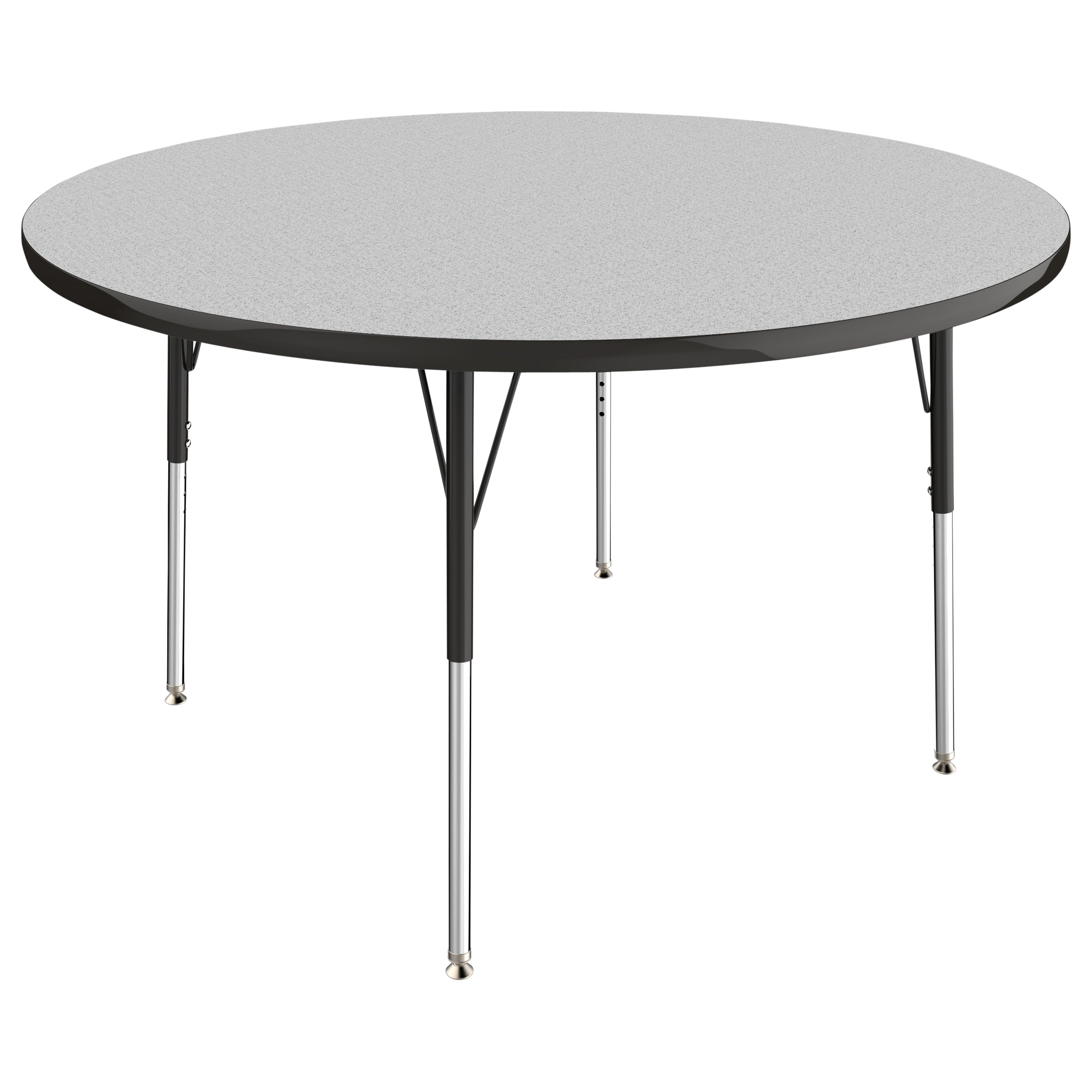 48" Round T-Molding Activity Table with Adjustable Standard Swivel Glide Legs - Gray/Black