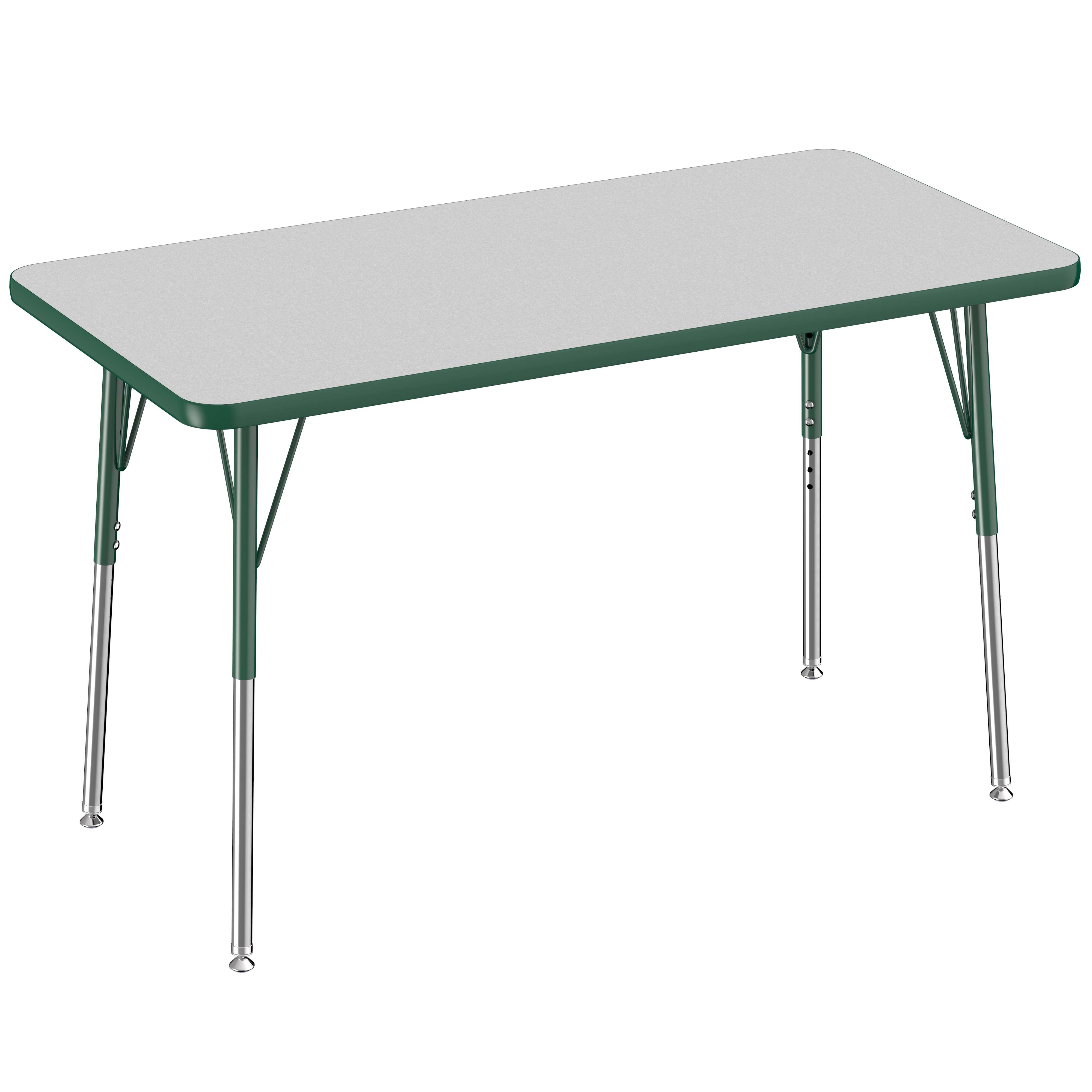 24" x 48" Rectangle T-Molding Activity Table with Adjustable Standard Swivel Glide Legs - Gray/Green