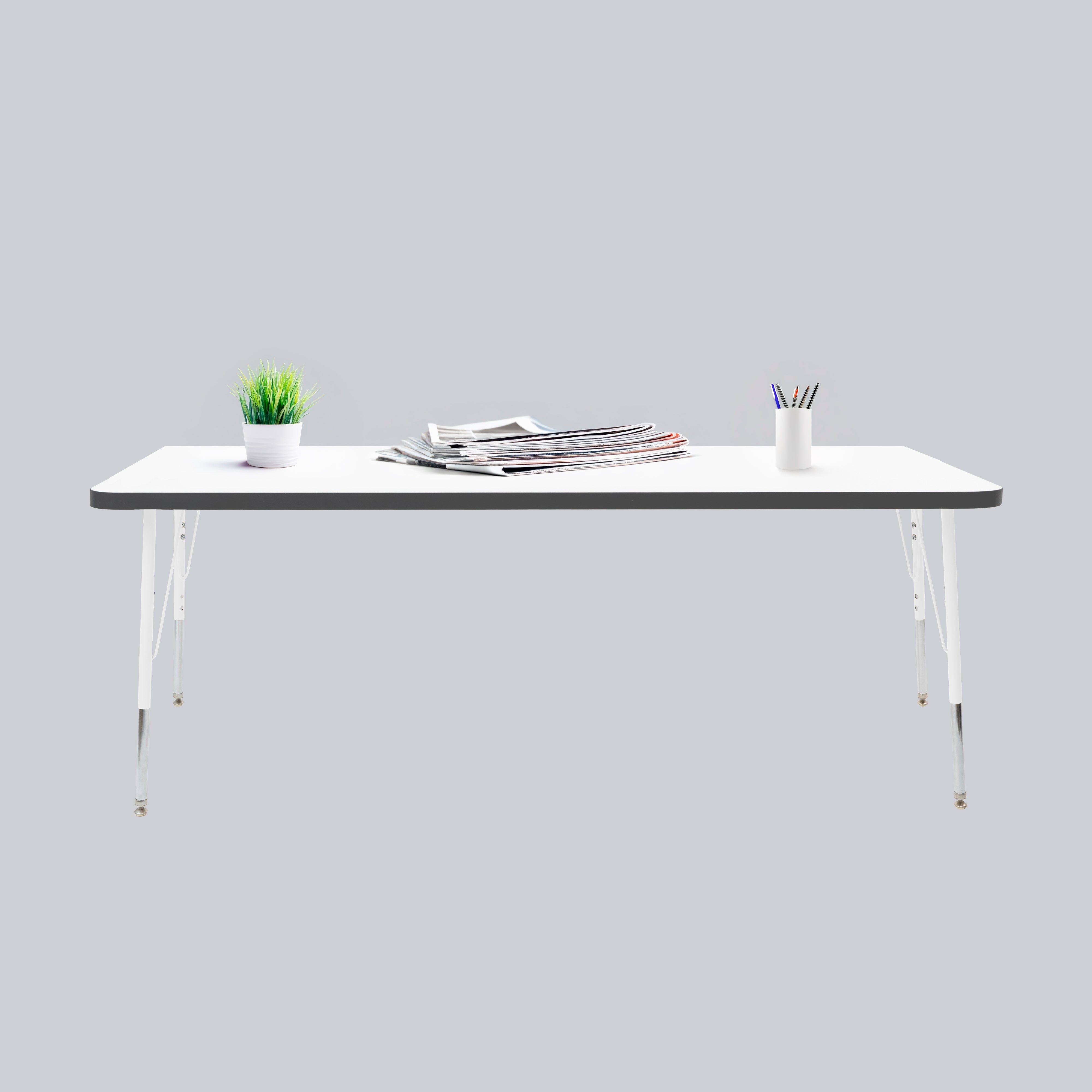 30" x 72" Rectangle Thermofused Activity Table with Adjustable Standard Swivel Glide Legs - White/Black/White