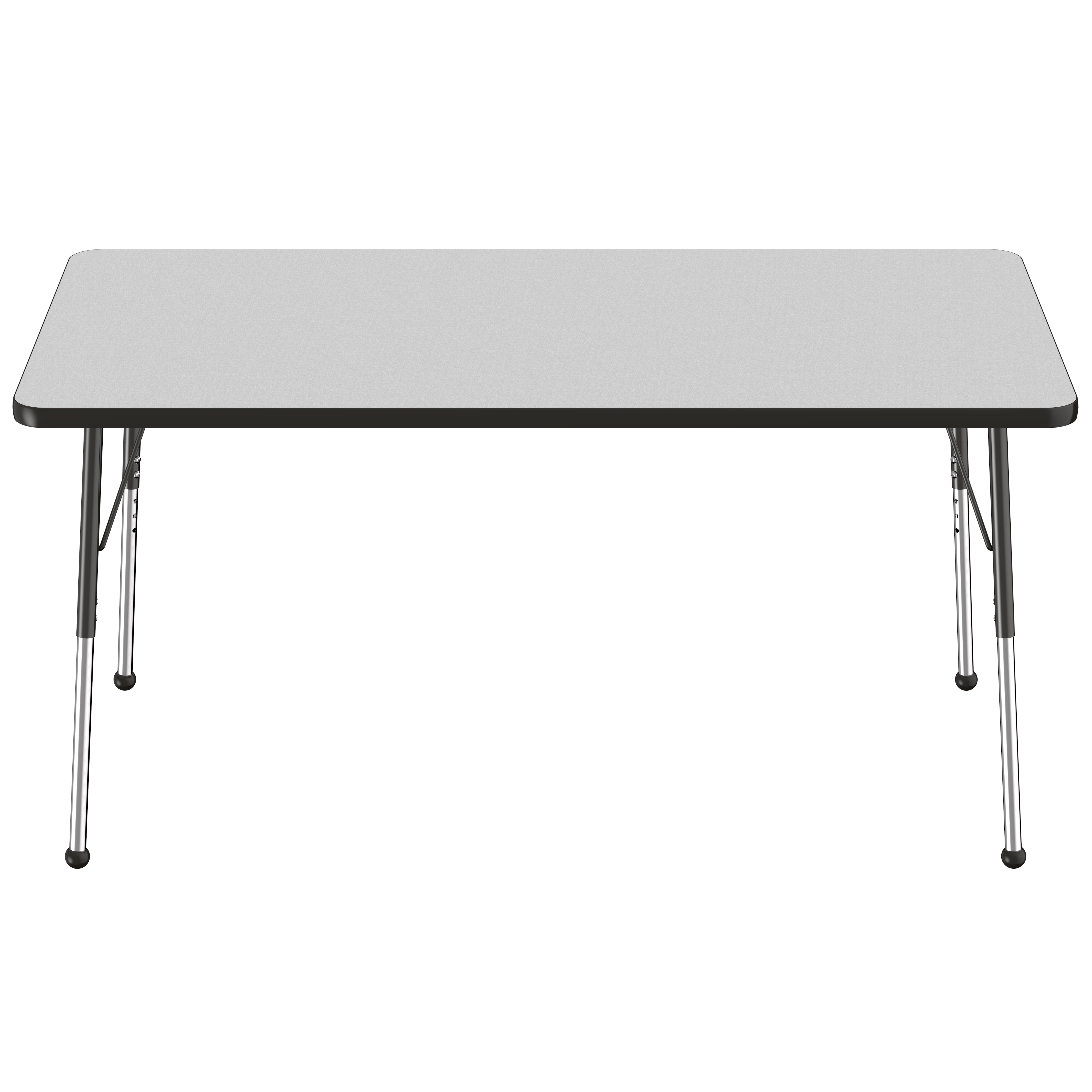 36" x 60" Rectangle T-Molding Activity Table with Adjustable Standard Ball Glide Legs - Gray/Black