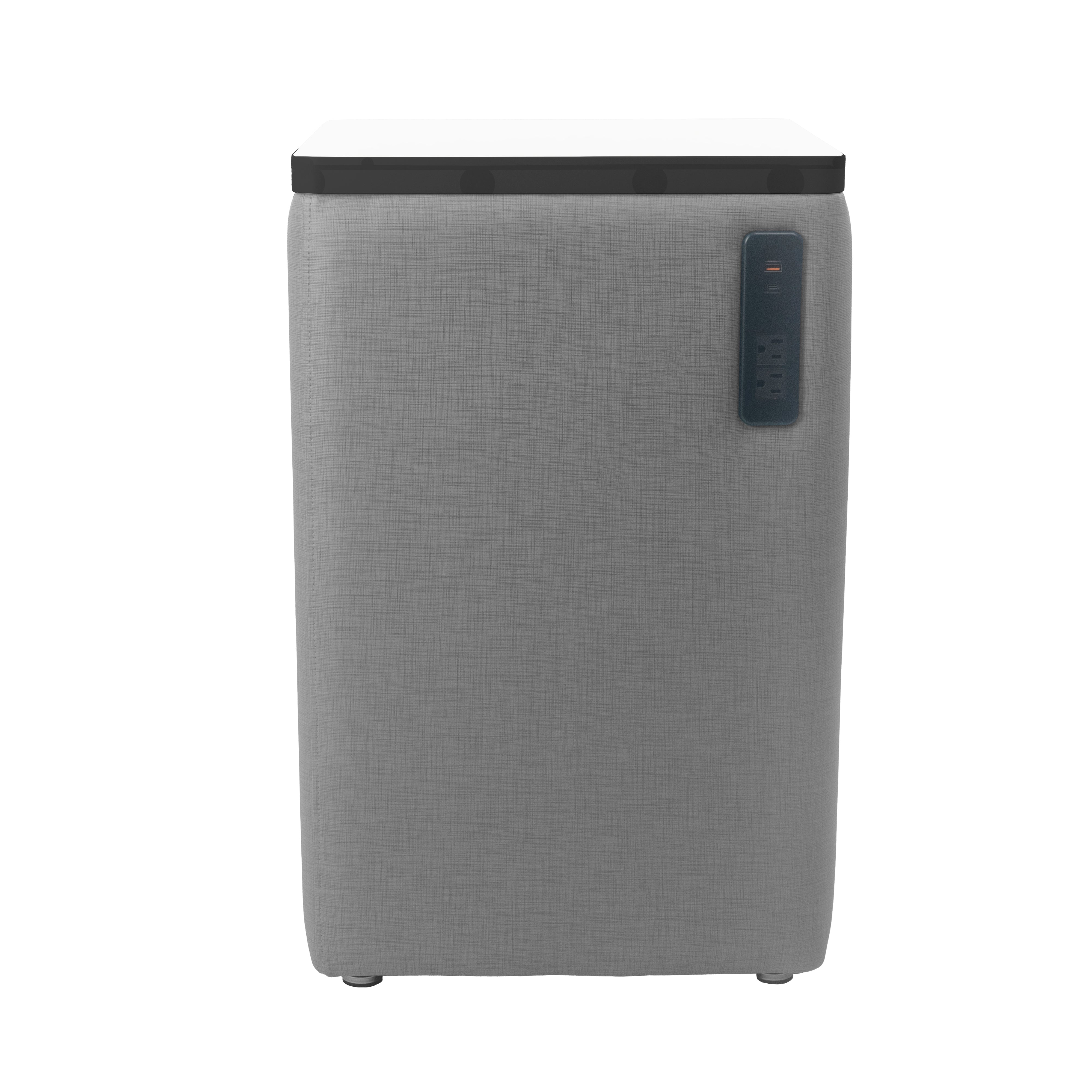 Pro Series Upholstered 18" x 18" Square Dry-Erase Ottoman Table with Tech Panel 28" Height - Slate Gray Crosshatch/Whiteboard