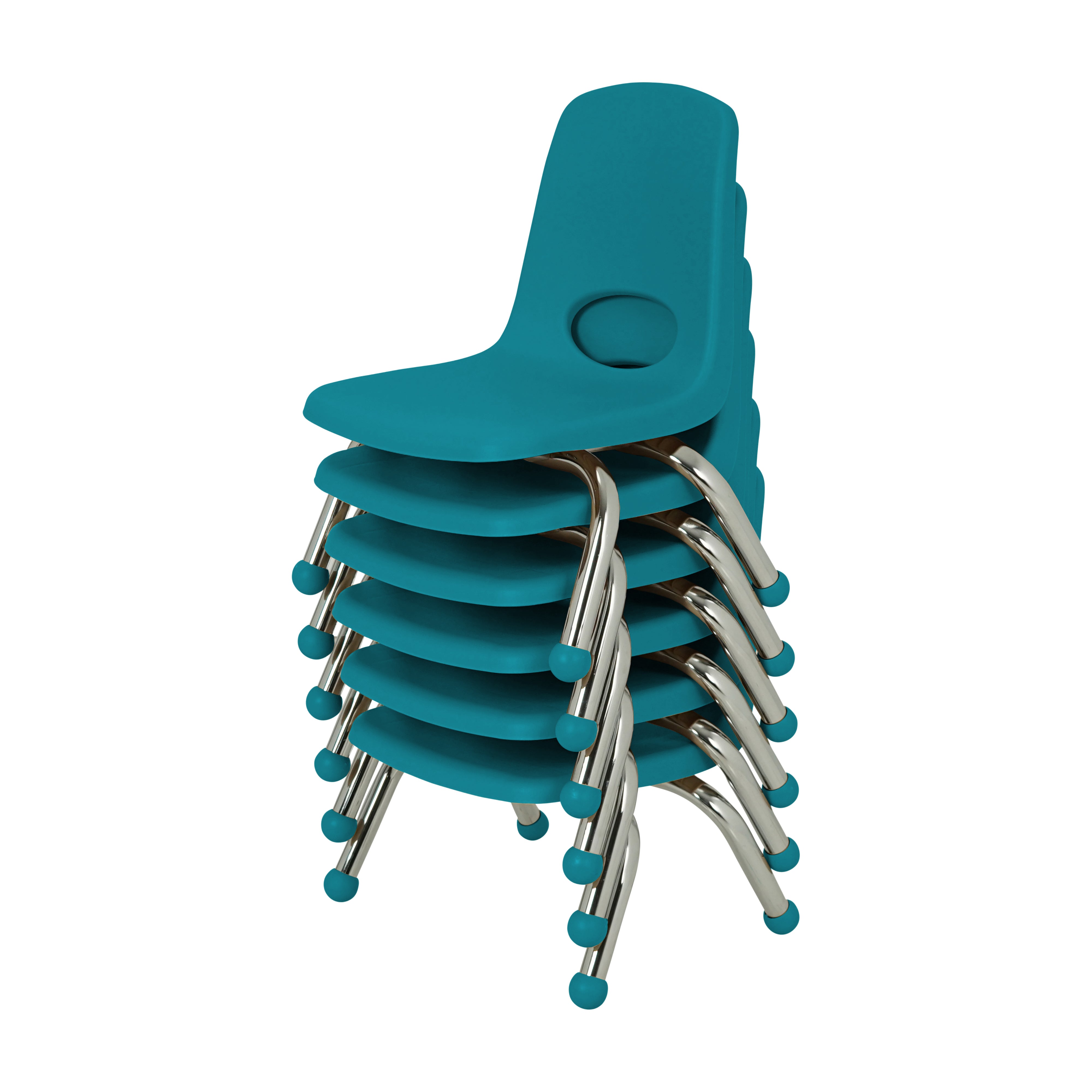 8" Stack Chair with Ball Glides, 6-Piece - Teal