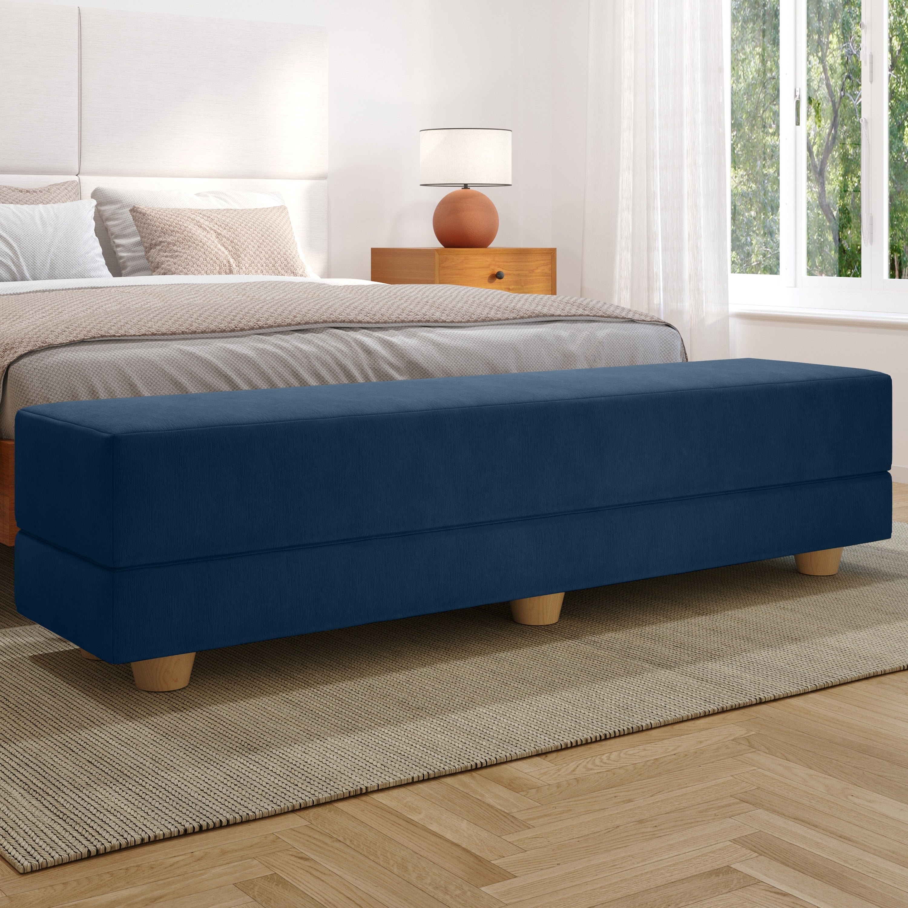 Jaxx Camden Convertible Bed Bench / Fold-Out Twin Guest Bed, Indigo