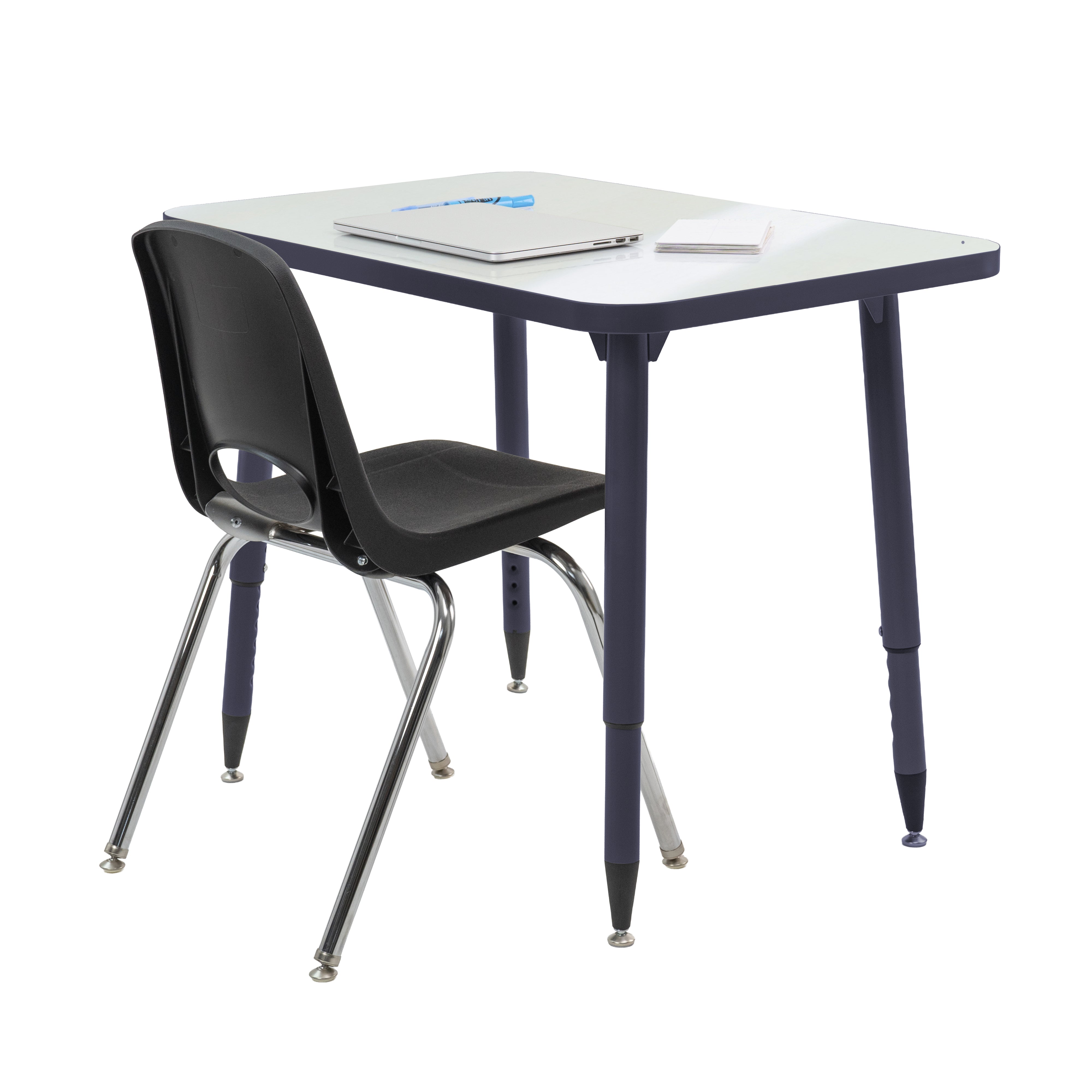 Adapte 24" x 36" Rectangle Dry-Erase Activity Table with Adjustable Tapered Legs - Whiteboard/Navy