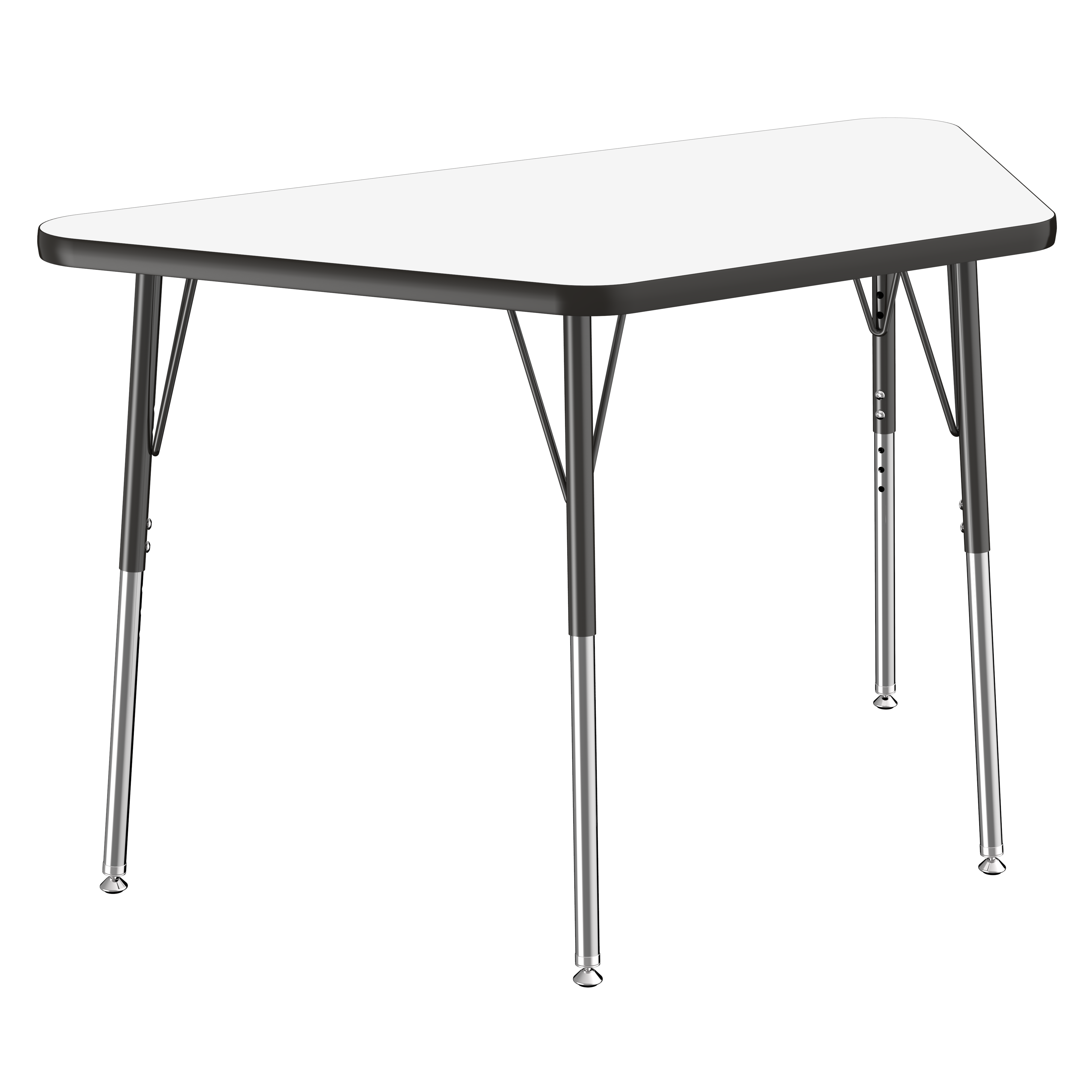 24" x 48" Trapezoid Dry-Erase Activity Table with Adjustable Standard Swivel Glide Legs - Whiteboard/Black